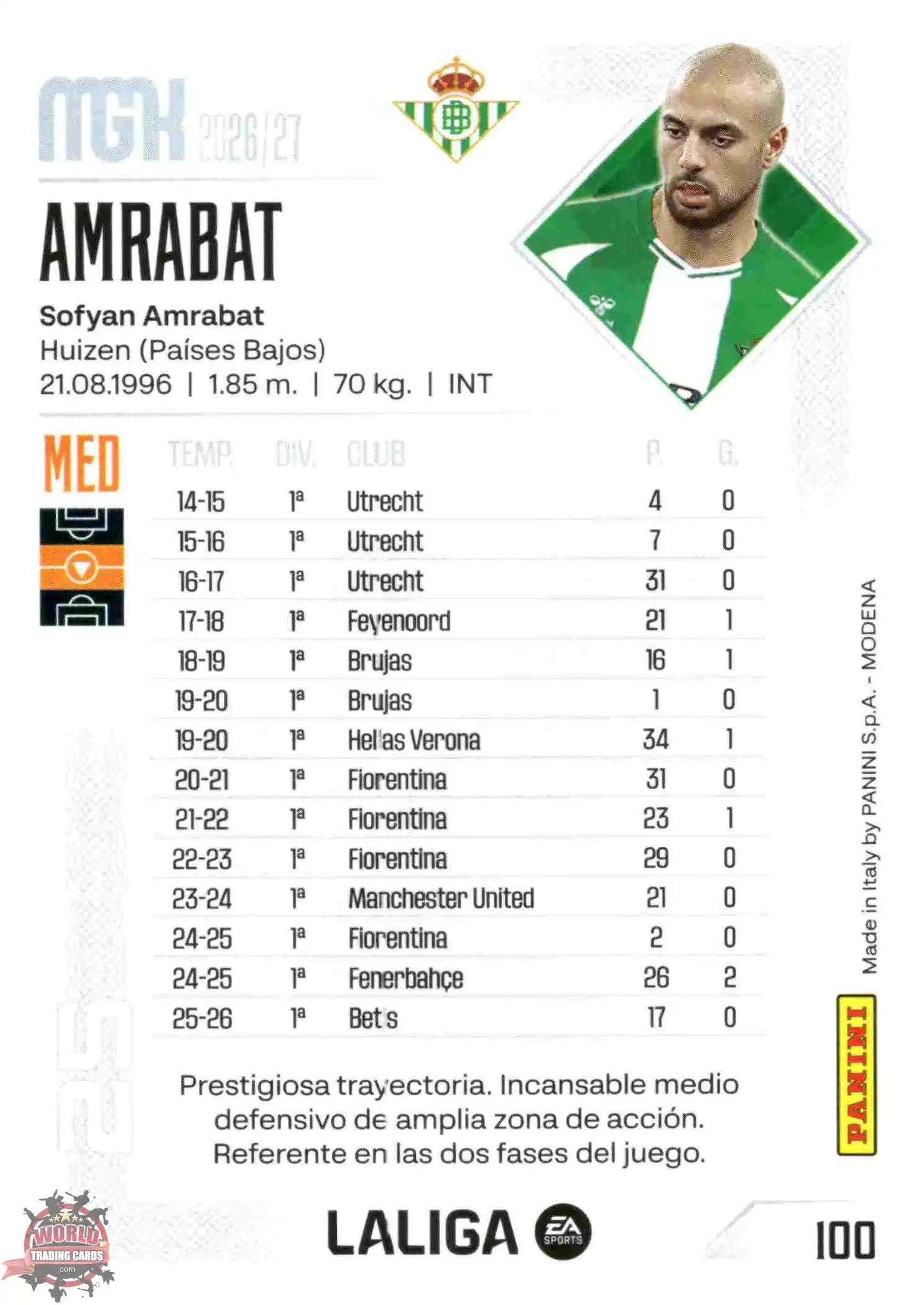 Panini | Megacracks | 2026-2027 | #100 | Amrabat | Real Betis | Basico