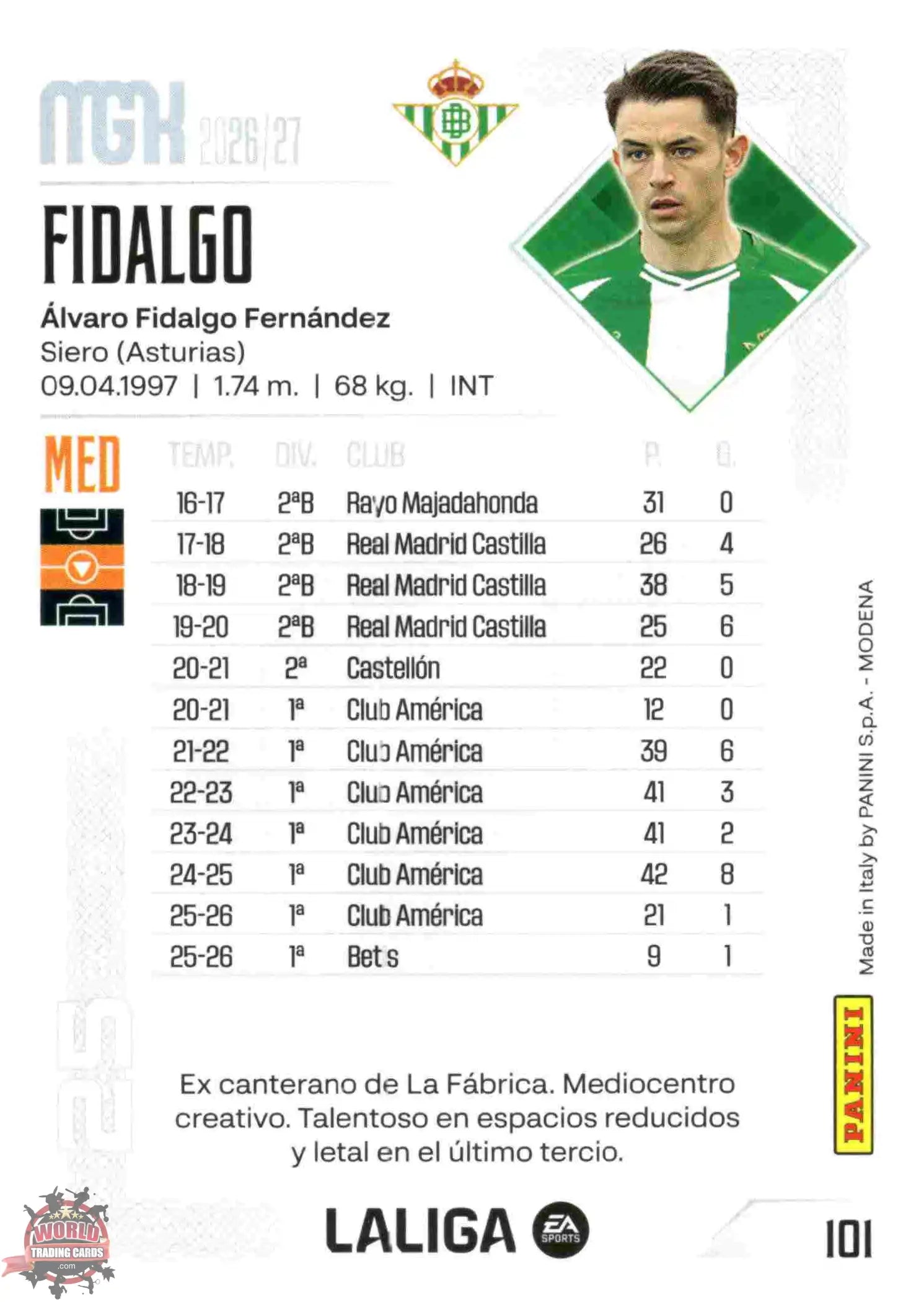 Panini | Megacracks | 2026-2027 | #101 | Fidalgo | Real Betis | Basico