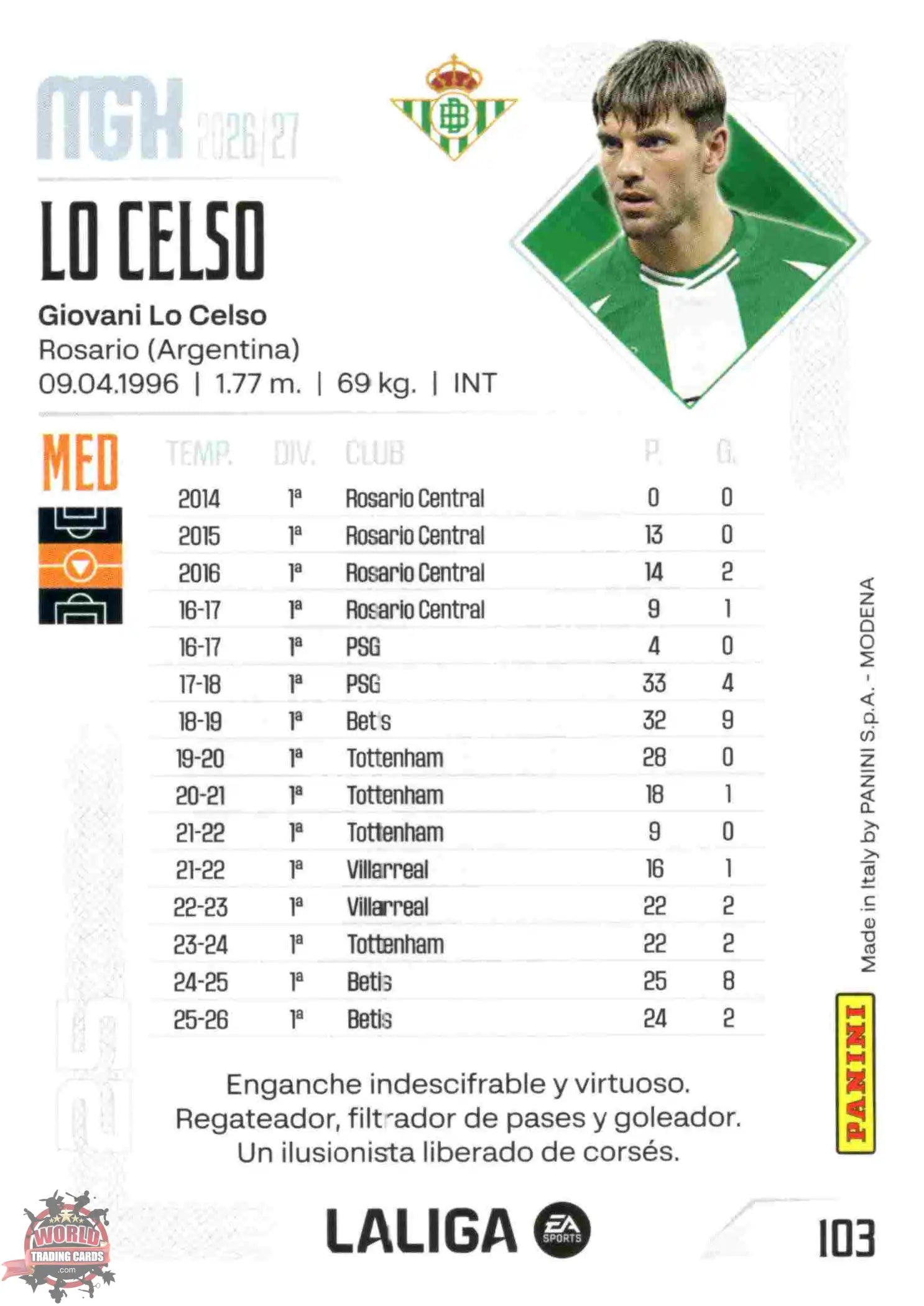 Panini | Megacracks | 2026-2027 | #103 | Lo Celso | Real Betis | Basico