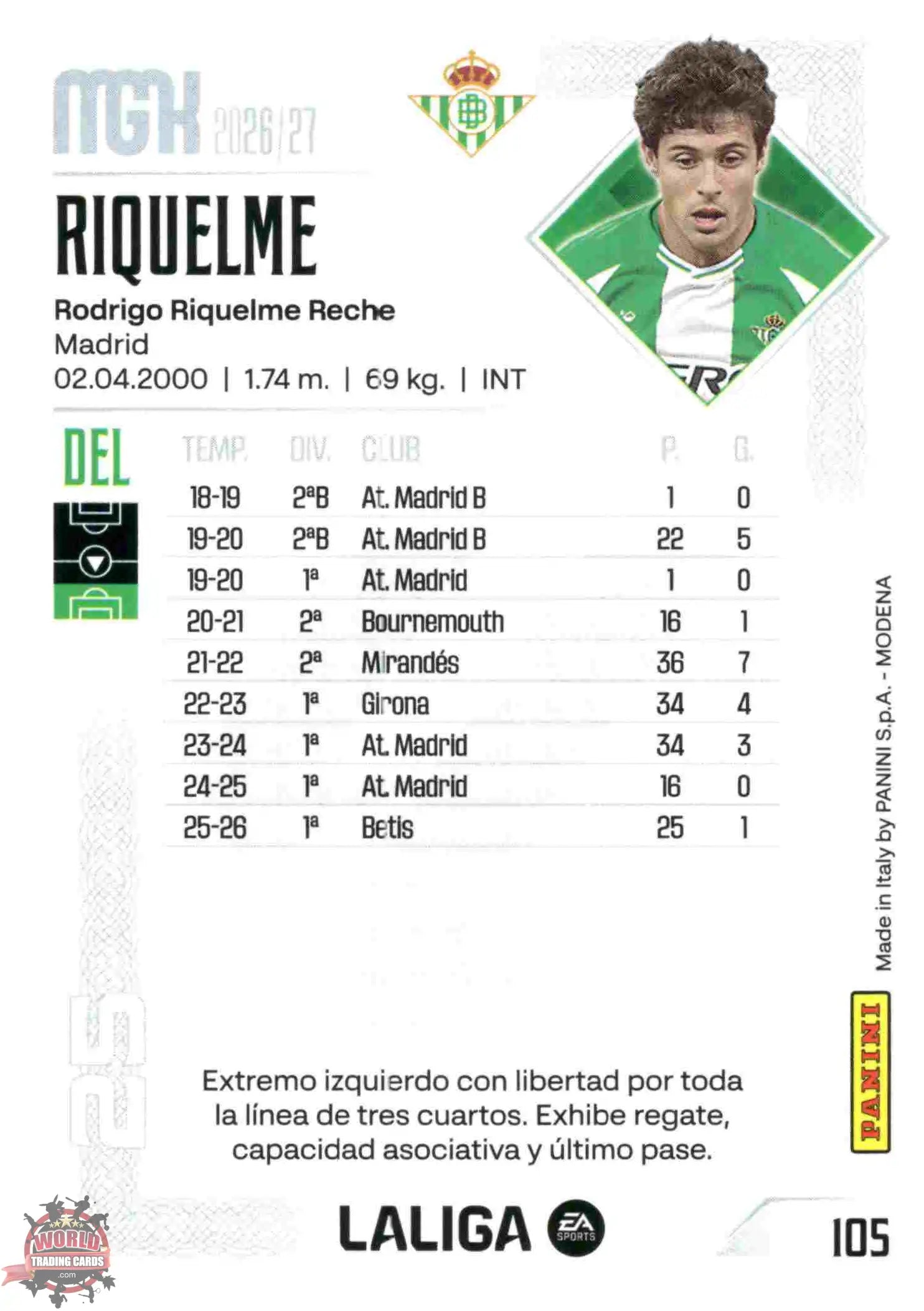 Panini | Megacracks | 2026-2027 | #105 | Riquelme | Real Betis | Basico