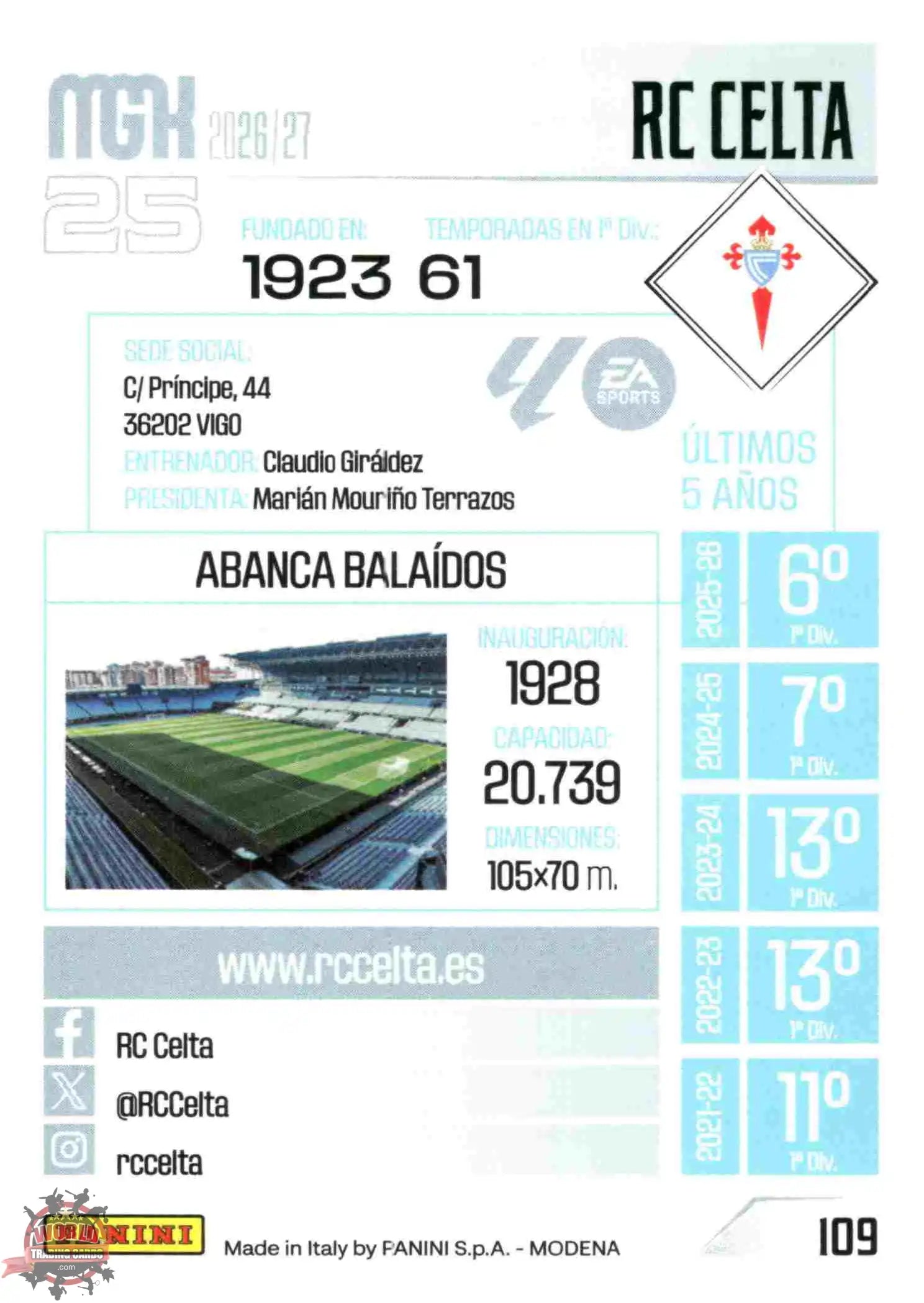 Badge - RC Celta - Panini Megacracks - 2025-2026 - #109 - Basic