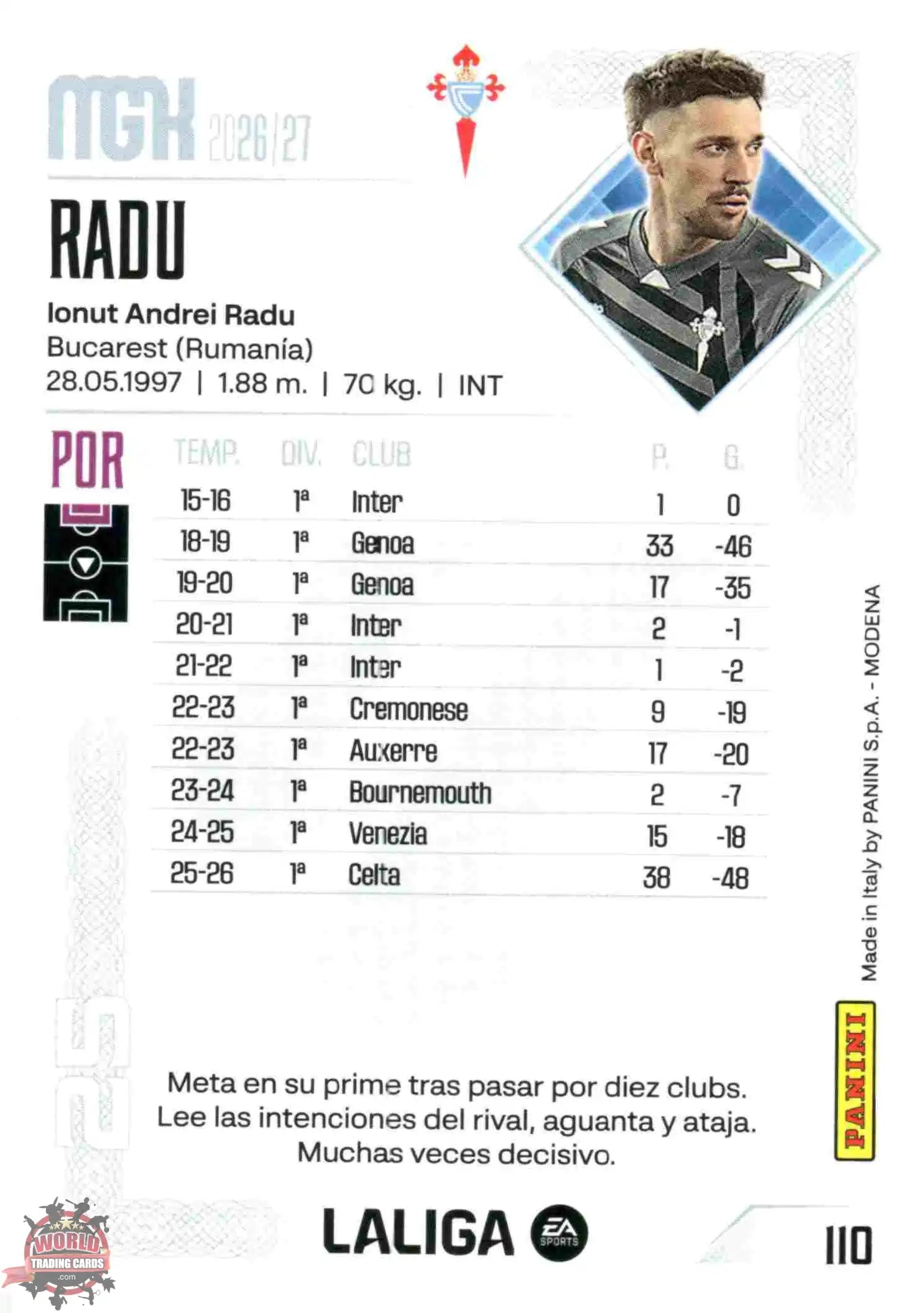 Radu - RC Celta - Panini Megacracks - 2025-2026 - 110 - Basic