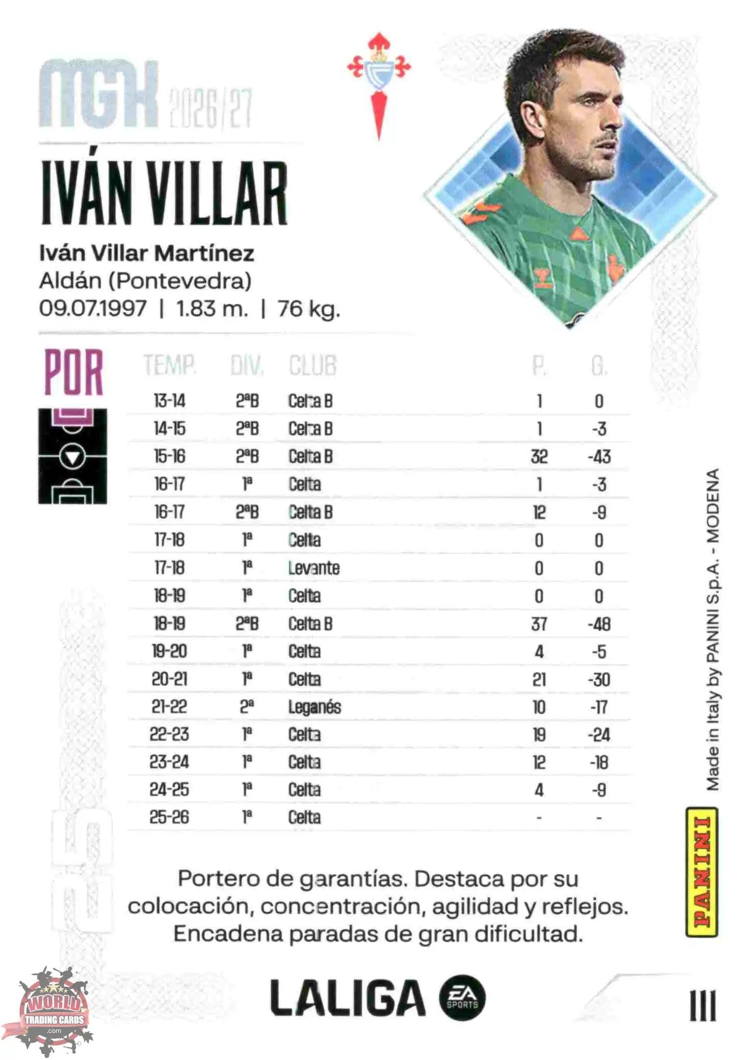 Iván Villar - RC Celta - Panini Megacracks - 2025-2026 - #111 - Basic