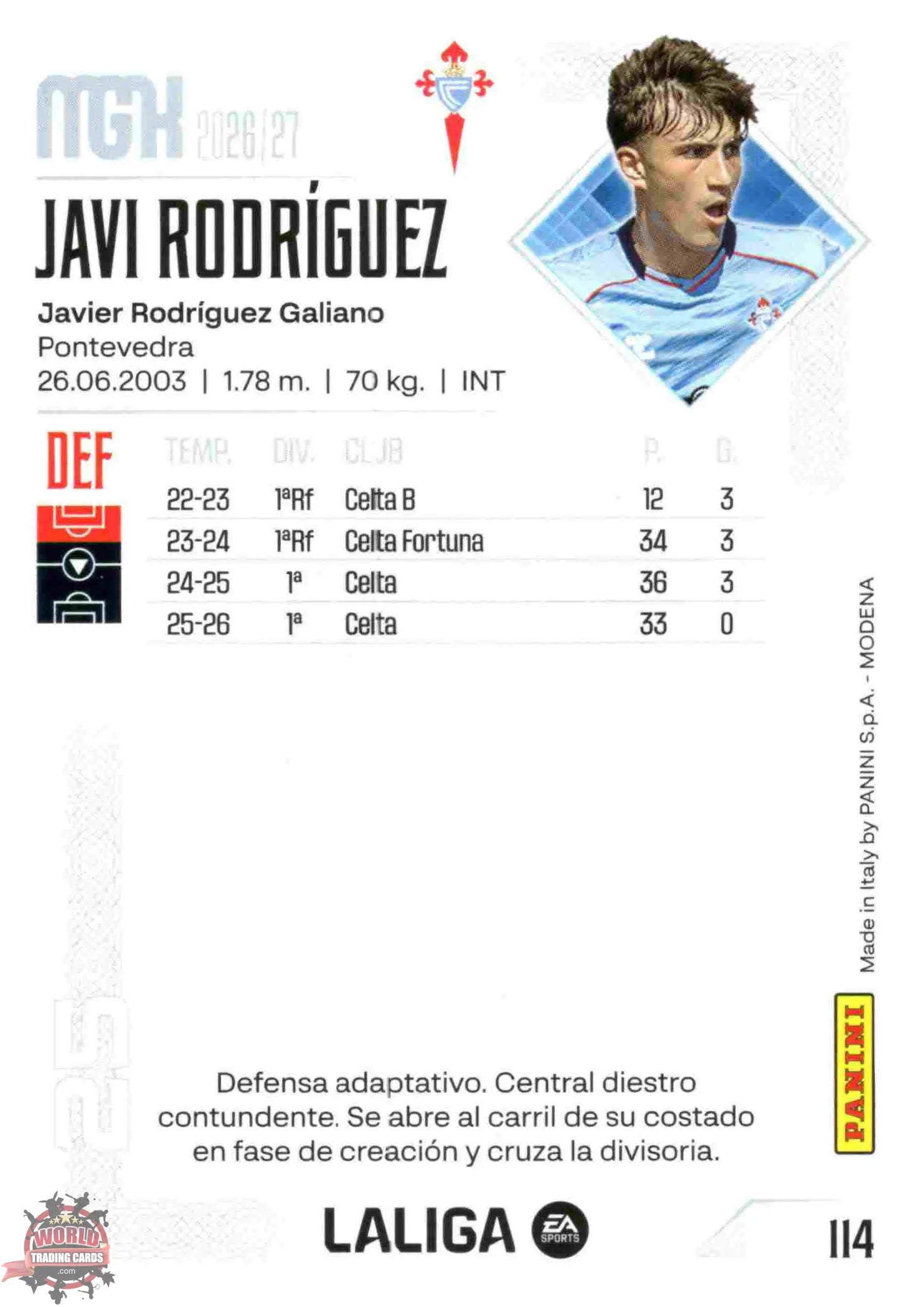 Panini | Megacracks | 2026-2027 | #114 | Javi Rodríguez | RC Celta | Basico