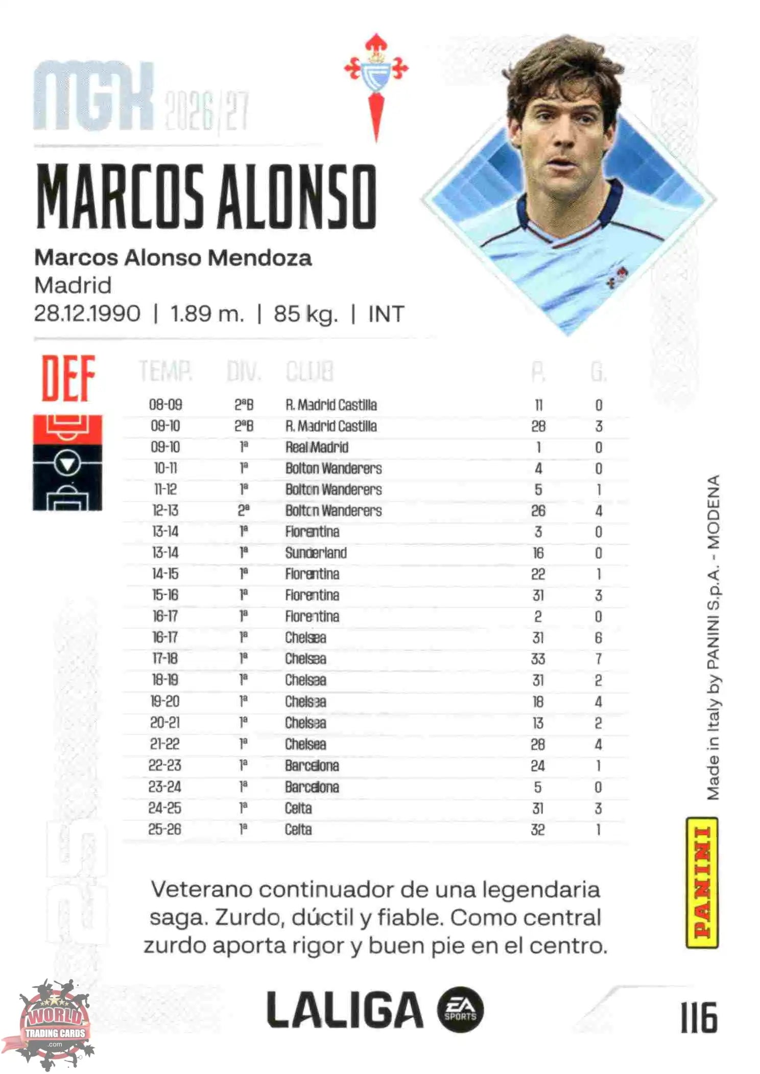 Panini | Megacracks | 2026-2027 | #116 | Marcos Alonso | RC Celta | Basico