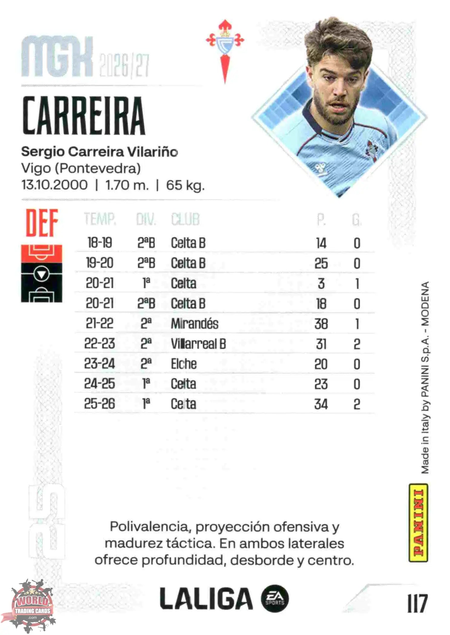 Panini | Megacracks | 2026-2027 | #117 | Carreira | RC Celta | Basico