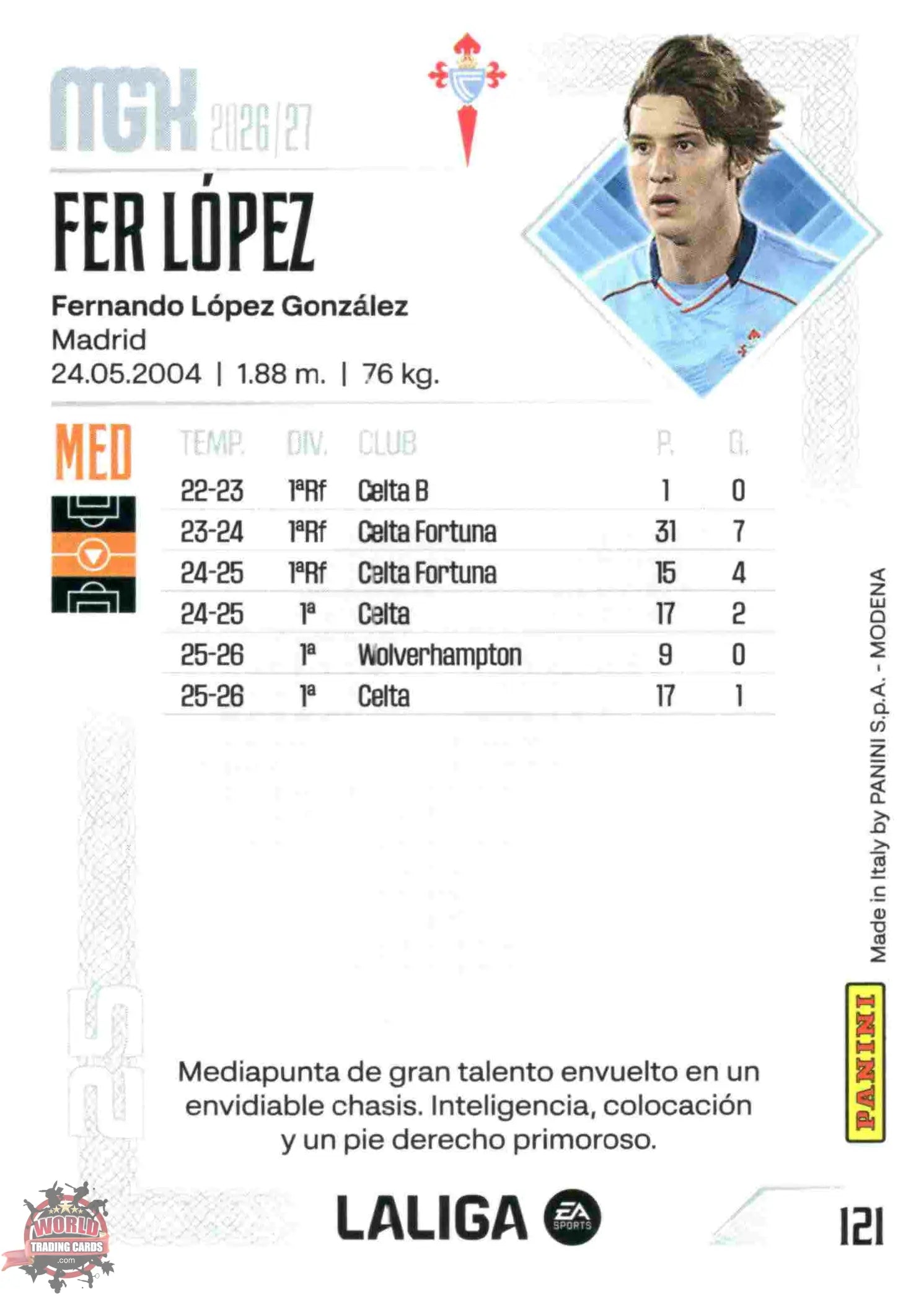 Panini | Megacracks | 2026-2027 | #121 | Fer López | RC Celta | Basico