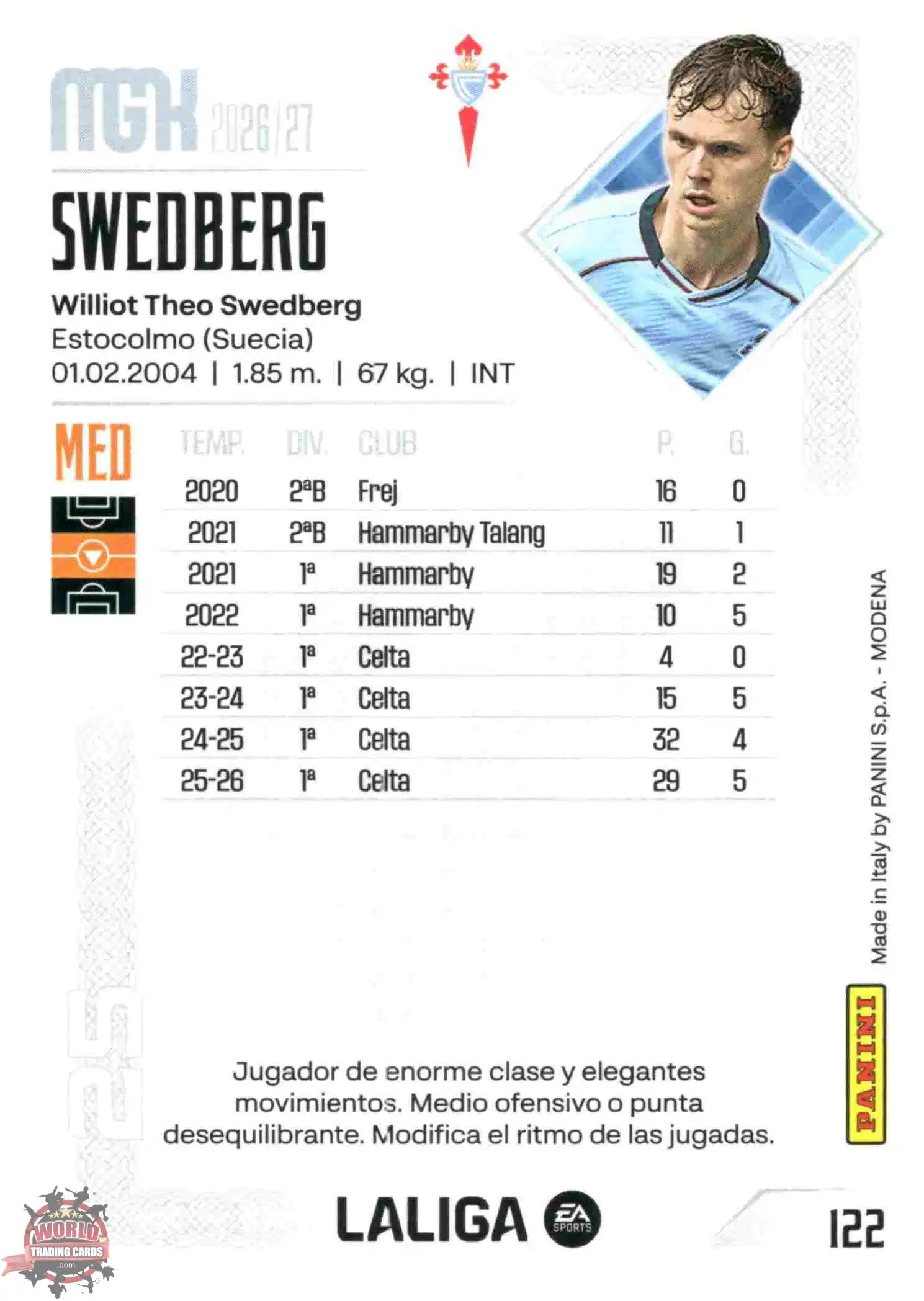 Panini | Megacracks | 2026-2027 | #122 | Swedberg | RC Celta | Basico