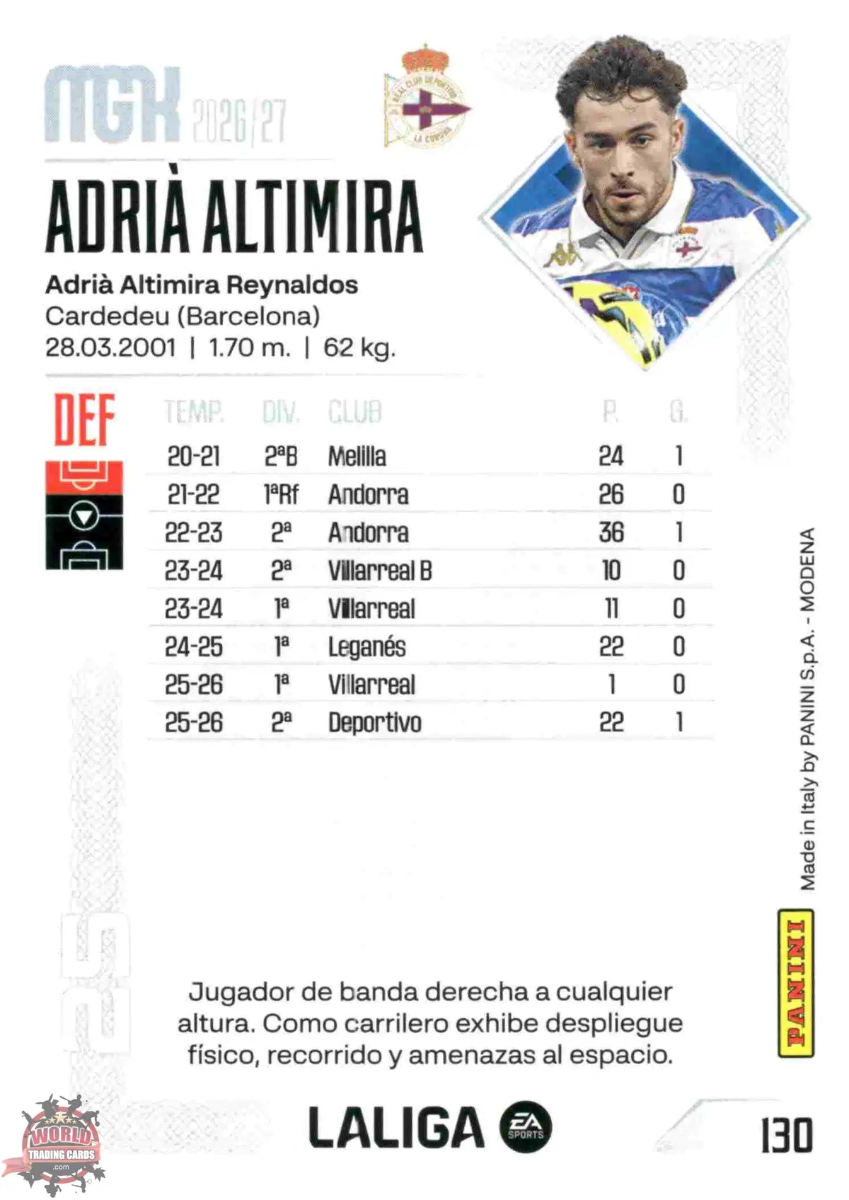 Panini | Megacracks | 2026-2027 | #130 | Adrià Altimira | RC Deportivo | Basico
