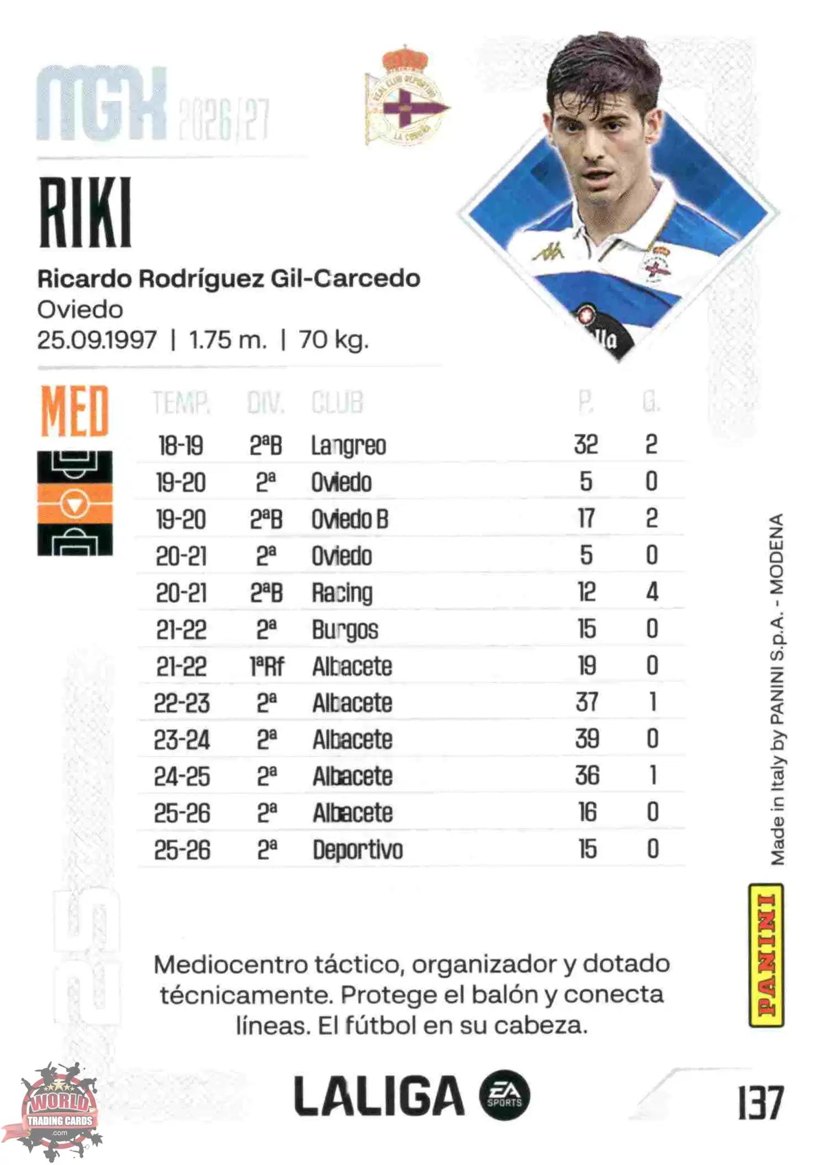 Panini | Megacracks | 2026-2027 | #137 | Riki | RC Deportivo | Basico