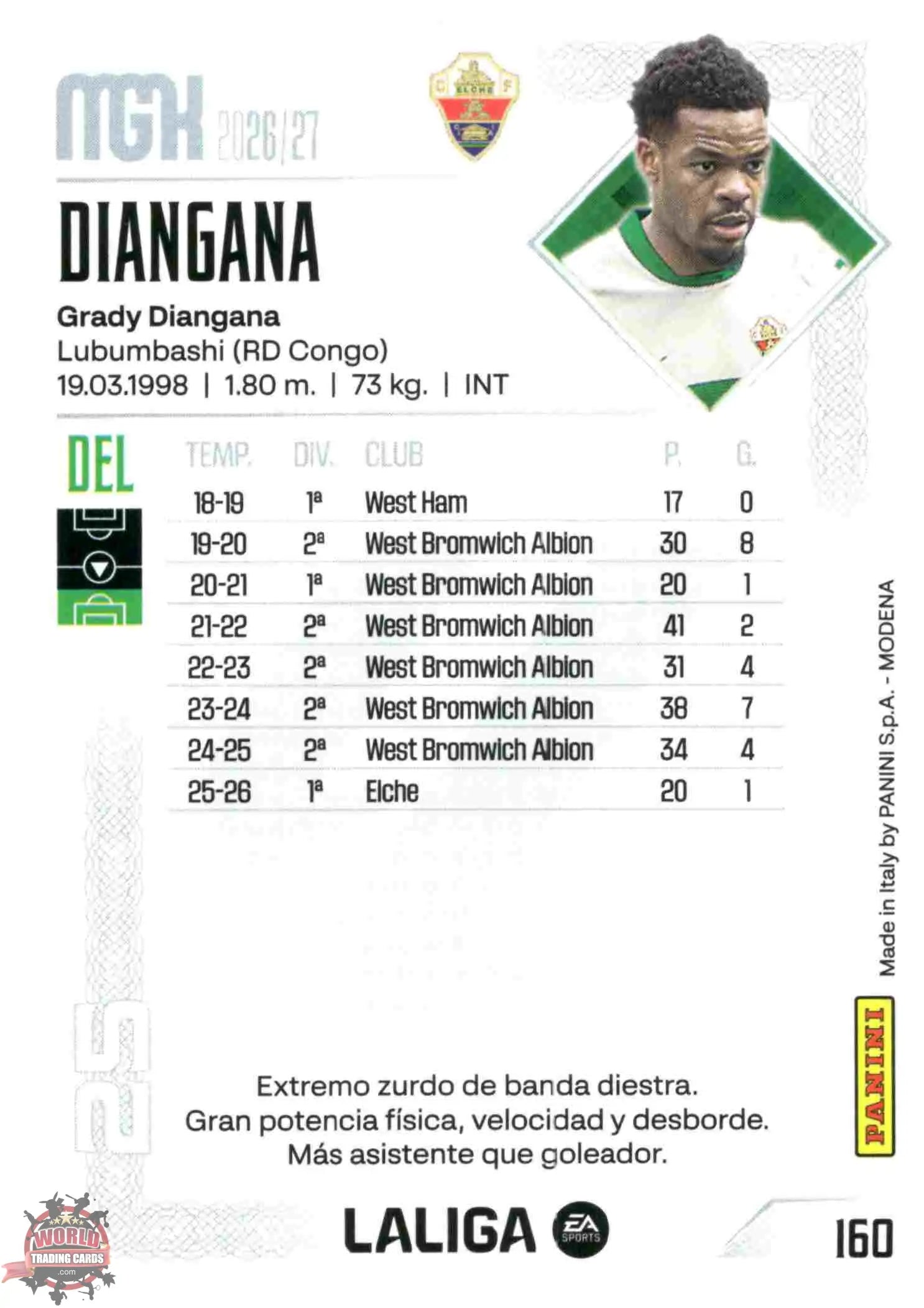 Panini | Megacracks | 2026-2027 | #160 | Diangana | Elche CF | Basico