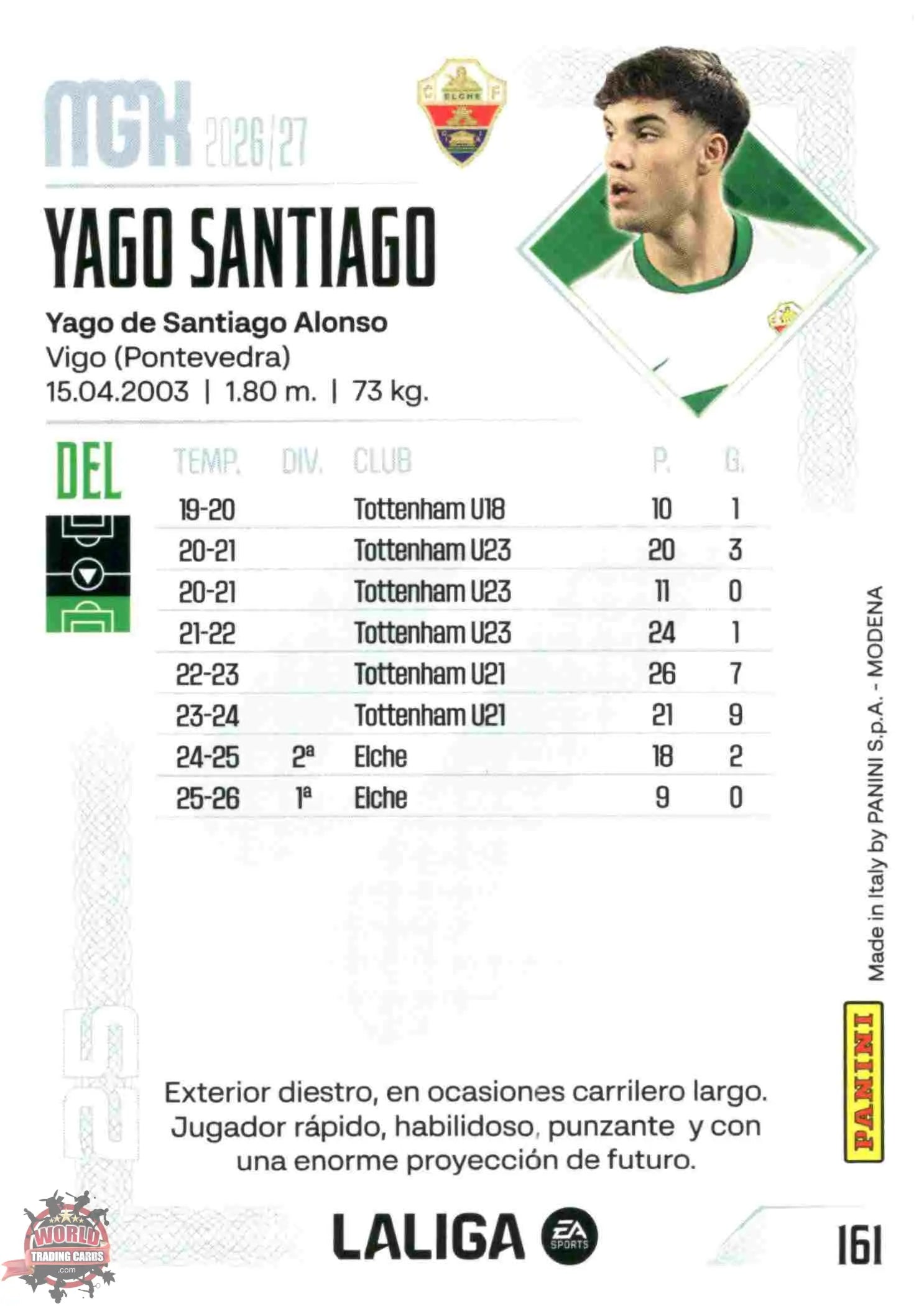 Panini | Megacracks | 2026-2027 | #161 | Yago Santiago | Elche CF | Basico