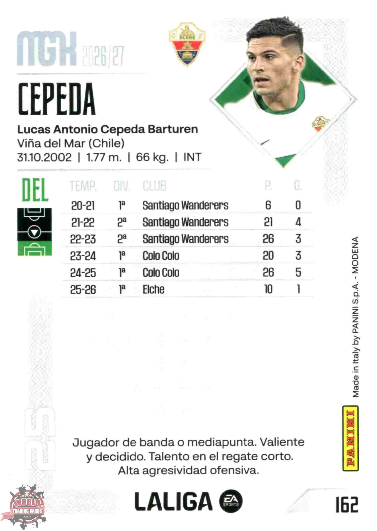 Panini | Megacracks | 2026-2027 | #162 | Cepeda | Elche CF | Basico