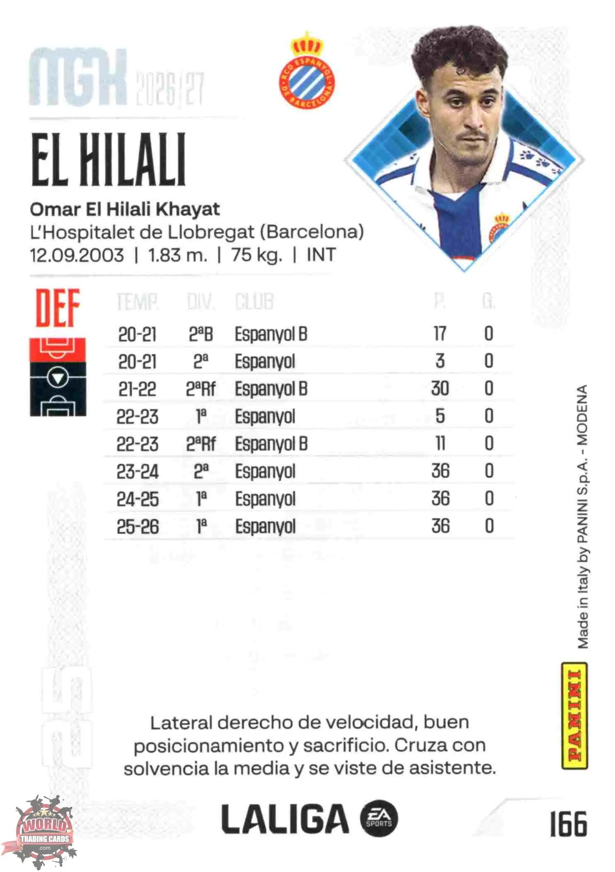 Panini | Megacracks | 2026-2027 | #166 | El Hilali | RCD Espanyol | Basico