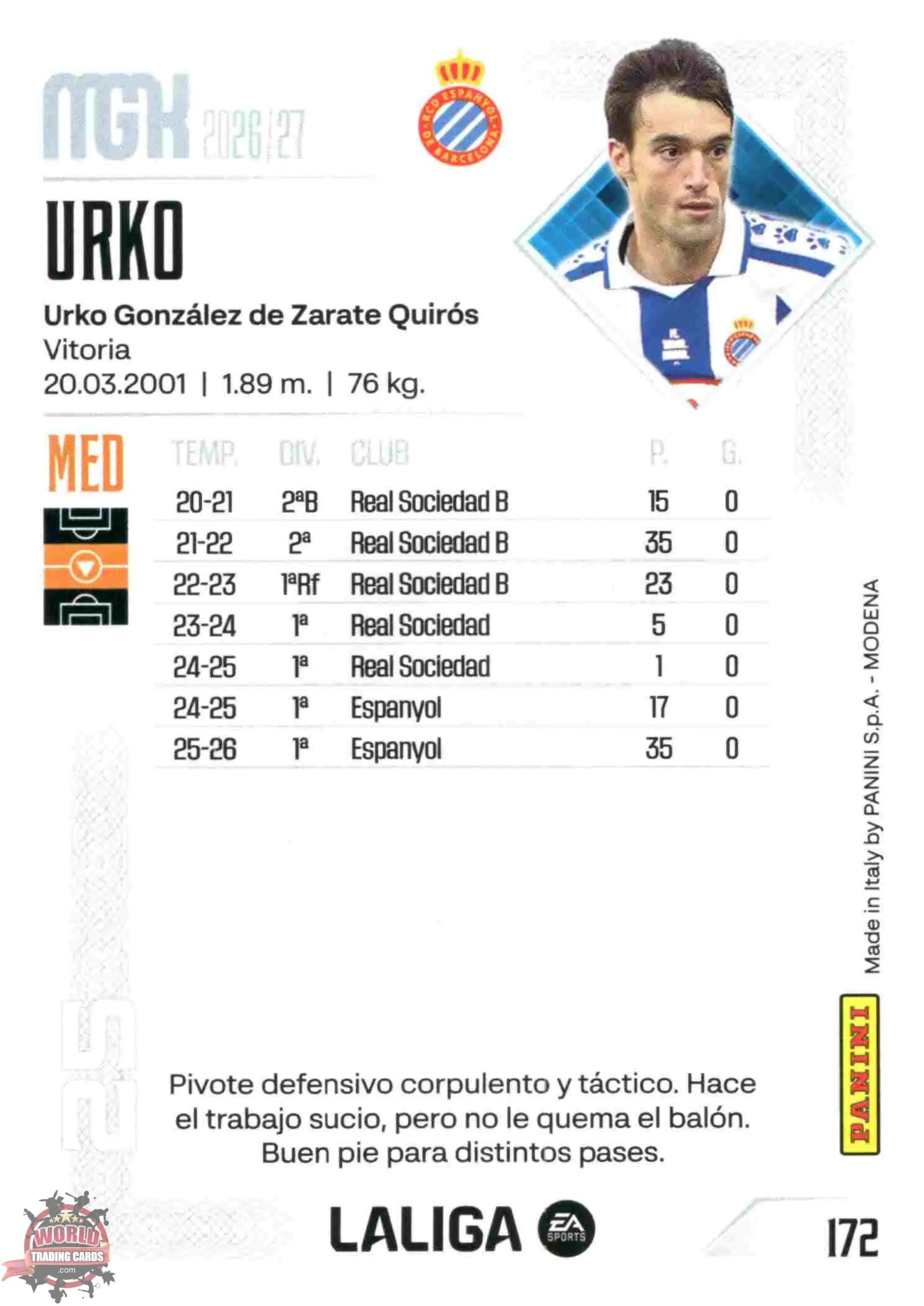 Panini | Megacracks | 2026-2027 | #172 | Urko | RCD Espanyol | Basico