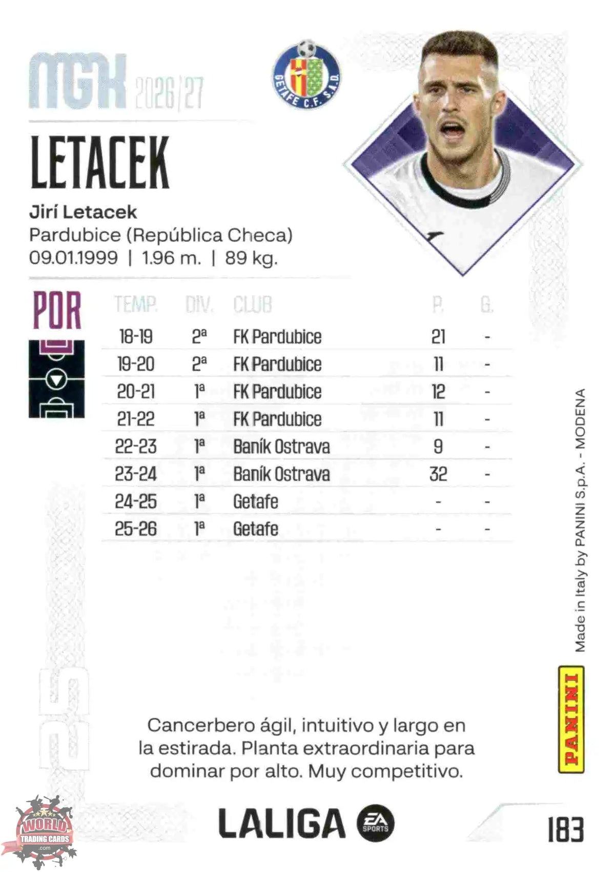 Panini | Megacracks | 2026-2027 | #183 | Letacek | Getafe CF | Basico
