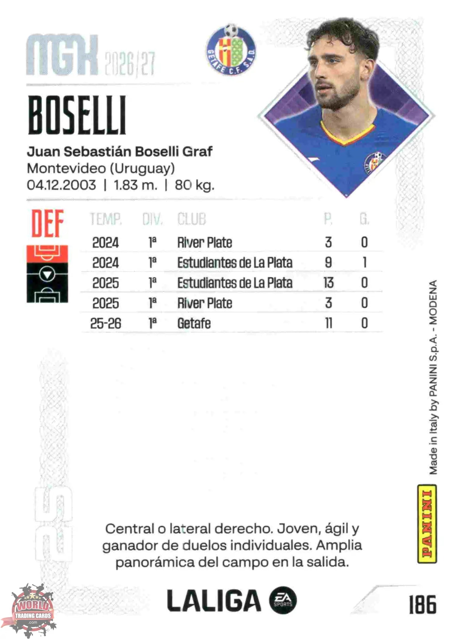 Panini | Megacracks | 2026-2027 | #186 | Boselli | Getafe CF | Basico