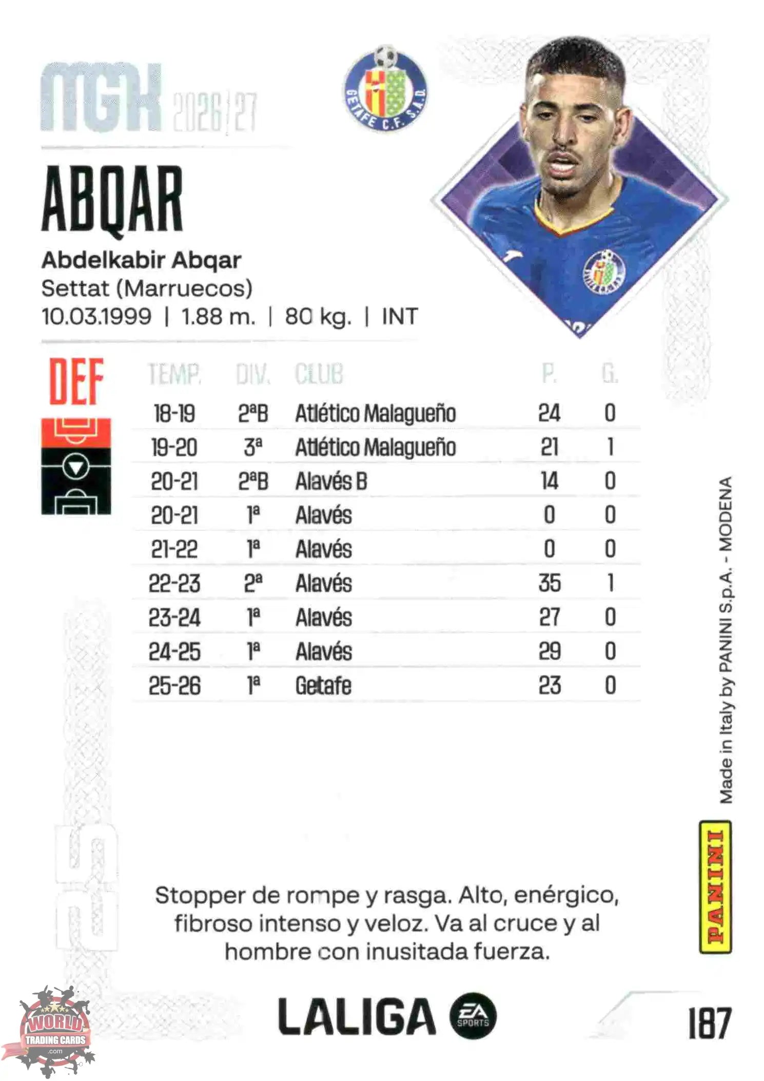 Panini | Megacracks | 2026-2027 | #187 | Abqar | Getafe CF | Basico