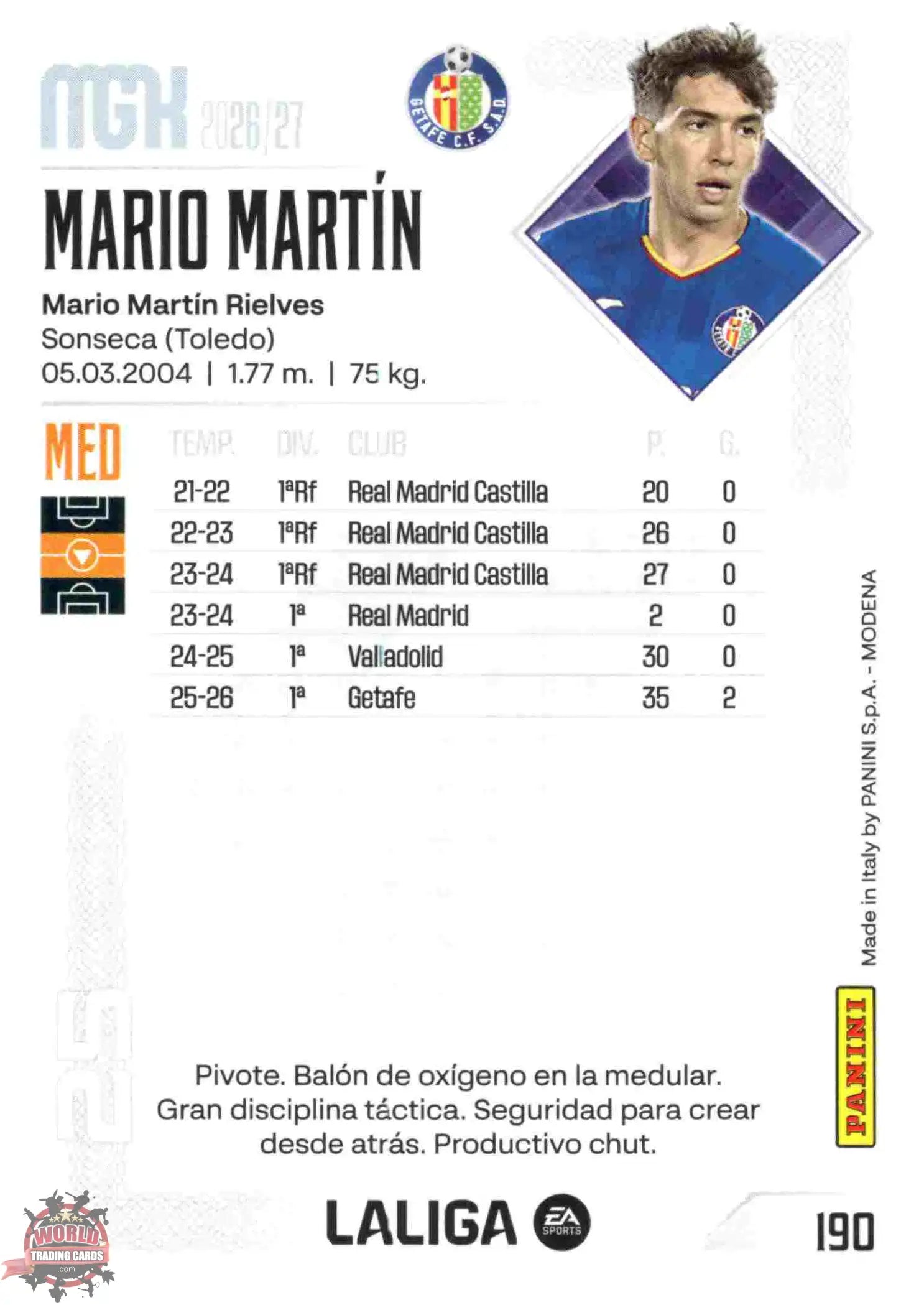 Panini | Megacracks | 2026-2027 | #190 | Mario Martín | Getafe CF | Basico