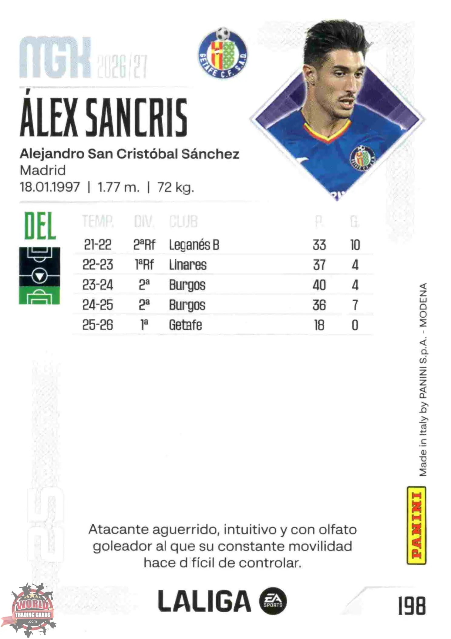 Panini | Megacracks | 2026-2027 | #198 | Álex Sancris | Getafe CF | Basico