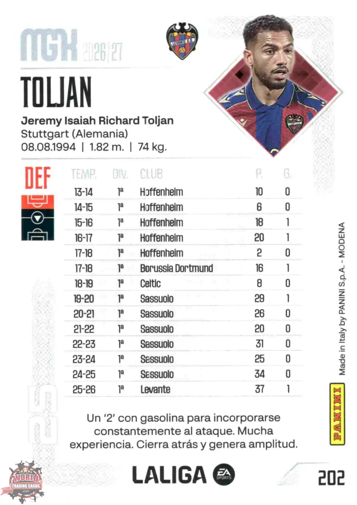 Panini | Megacracks | 2026-2027 | #202 | Toljan | Levante UD | Basico