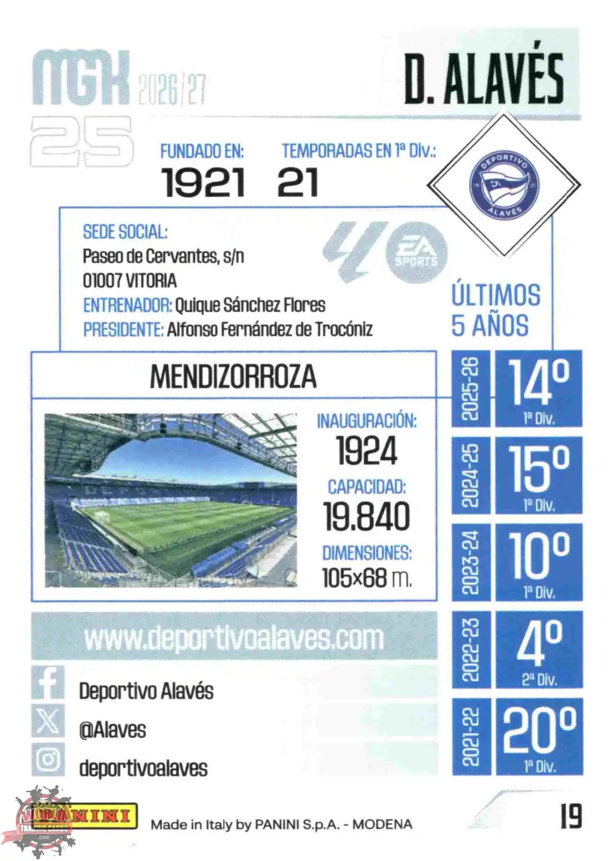 Panini | Megacracks | 2026-2027 | #019 | Escudo | Deportivo Alavés | Basico