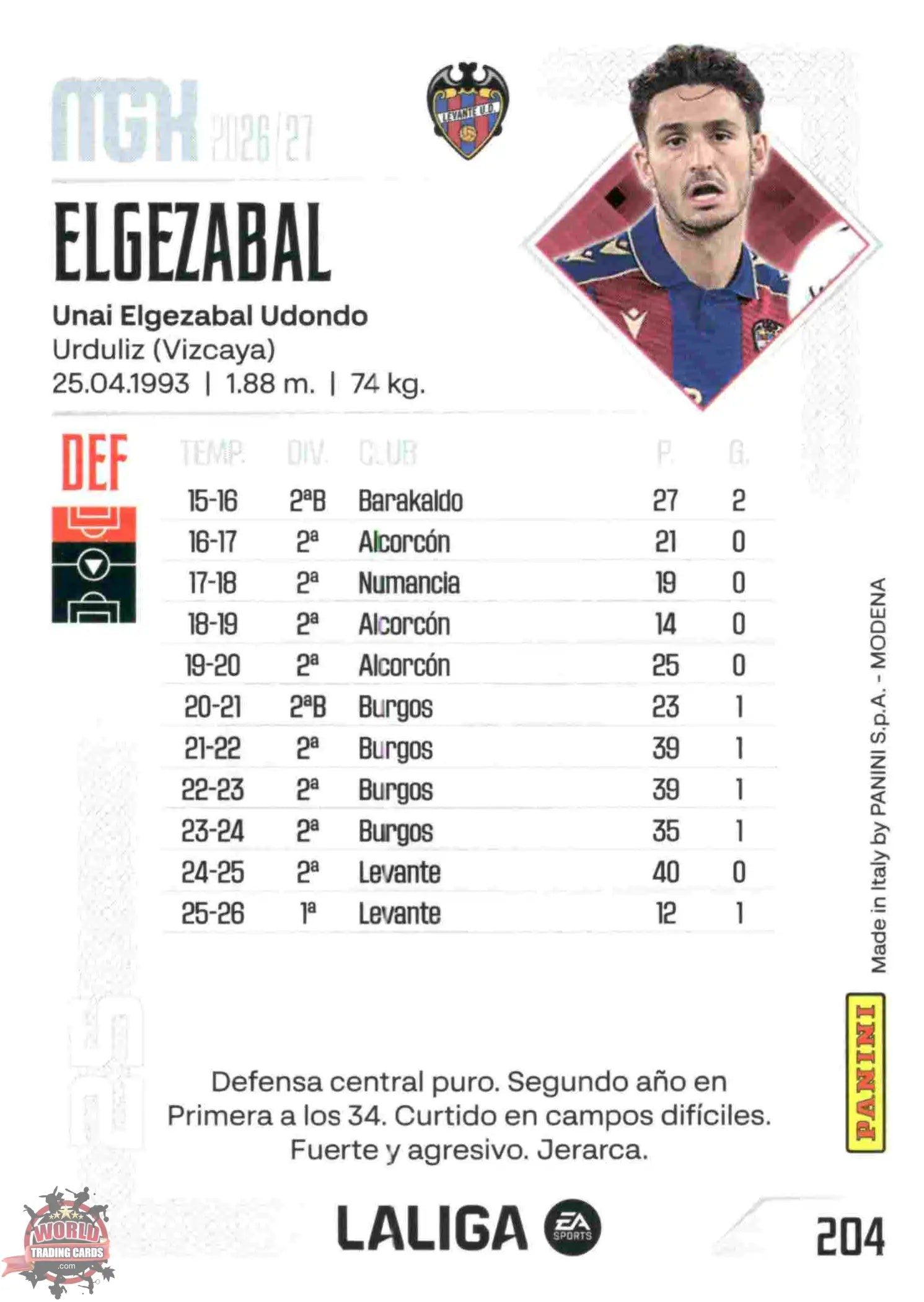 Panini | Megacracks | 2026-2027 | #204 | Elgezabal | Levante UD | Basico