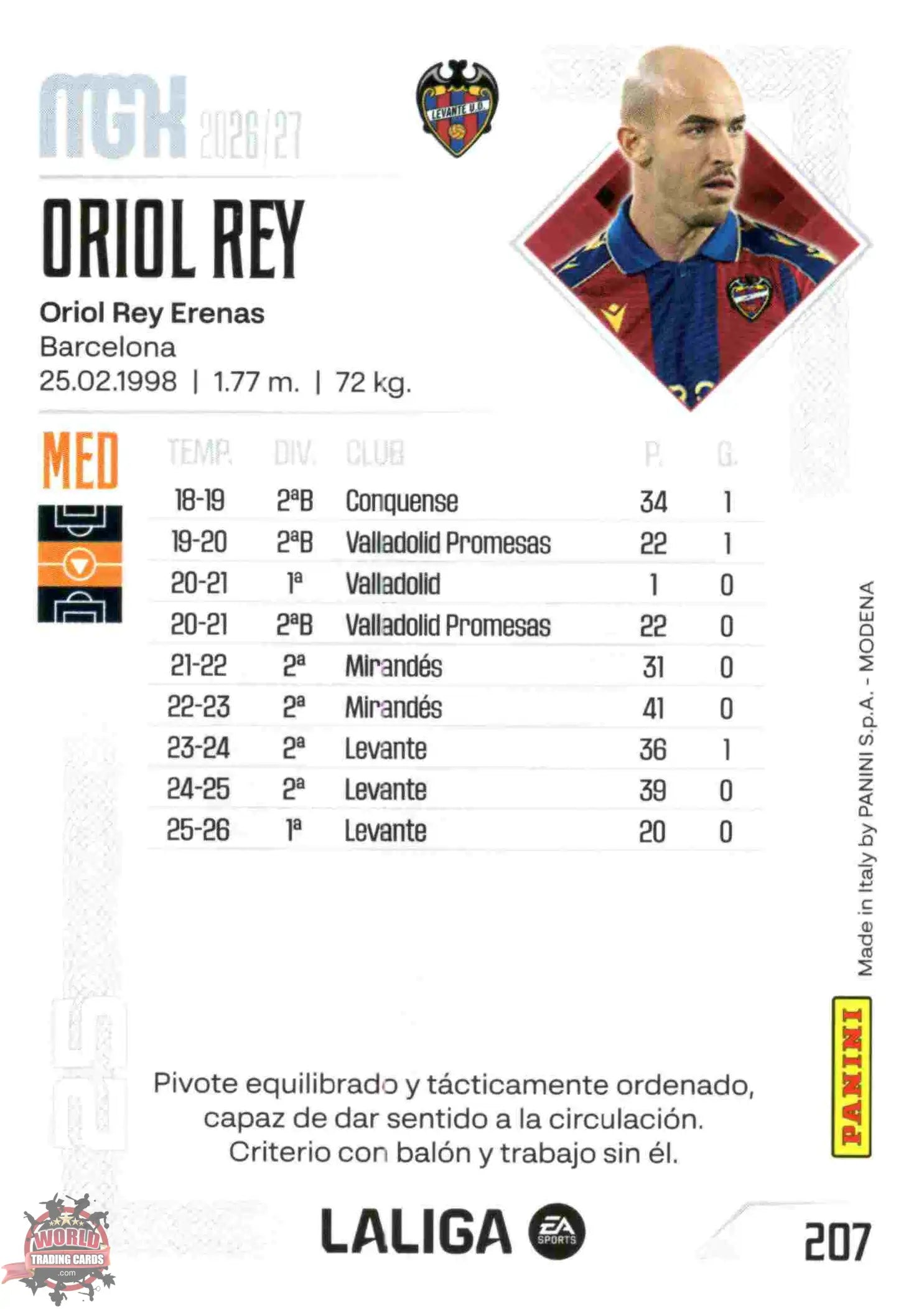 Panini | Megacracks | 2026-2027 | #207 | Oriol Rey | Levante UD | Basico