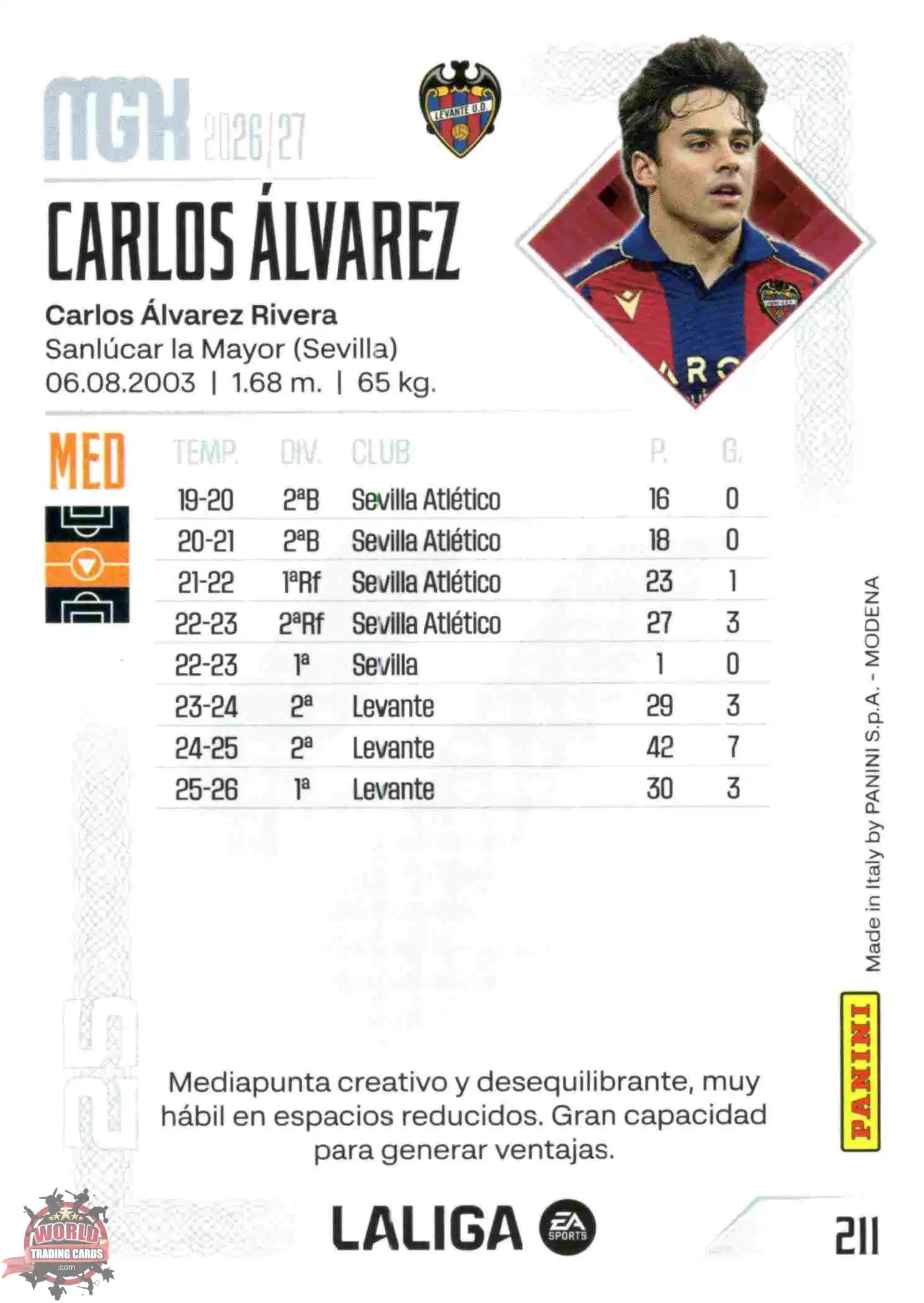 Panini | Megacracks | 2026-2027 | #211 | Carlos Álvarez | Levante UD | Basico