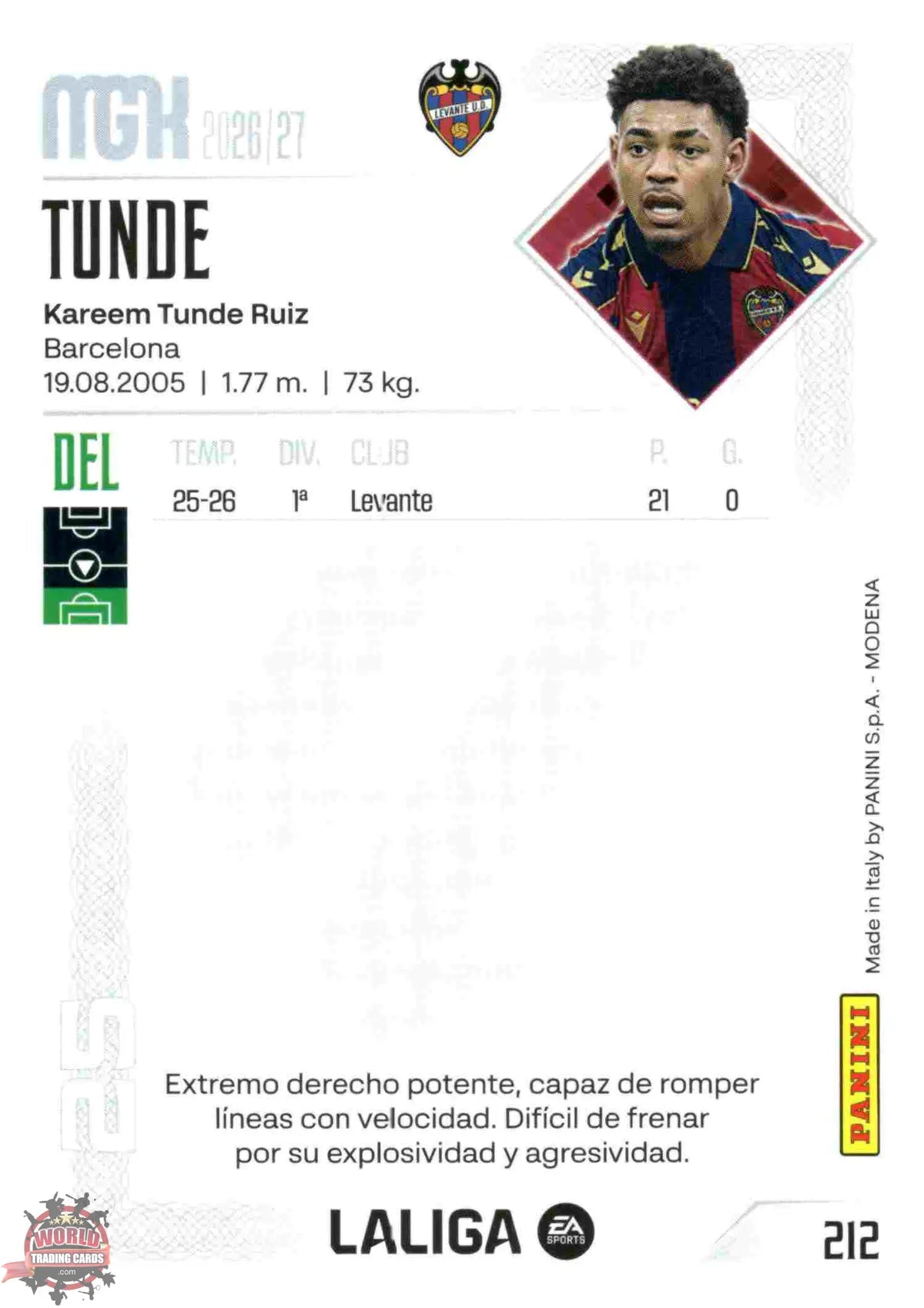 Panini | Megacracks | 2026-2027 | #212 | Tunde | Levante UD | Basico