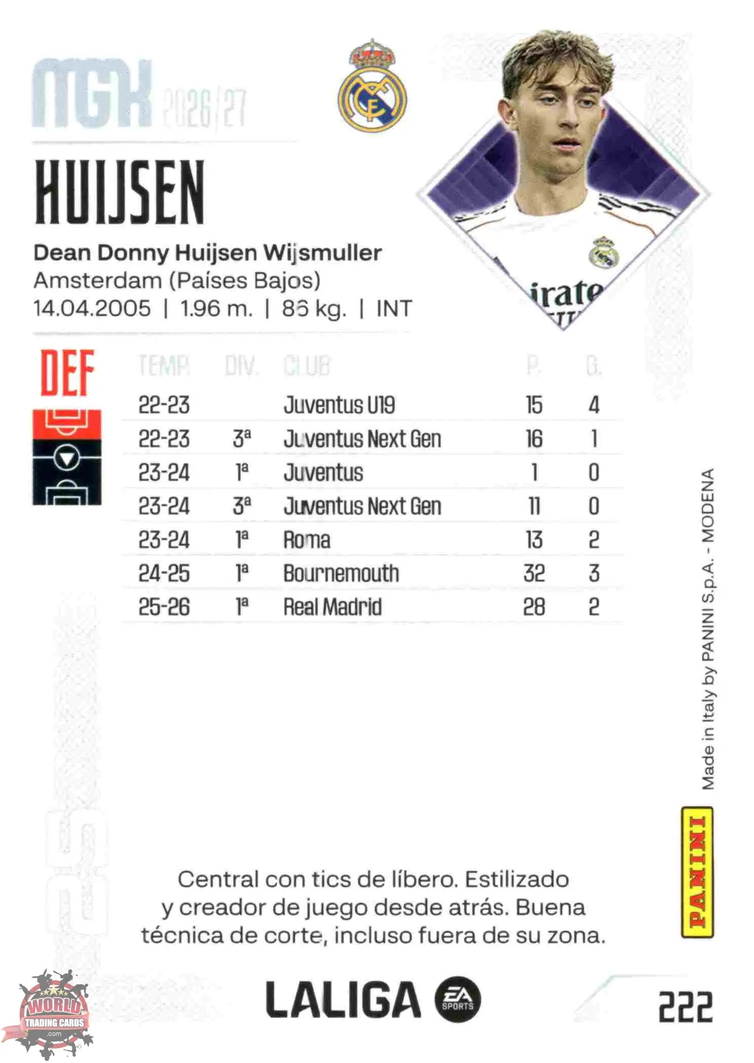Panini | Megacracks | 2026-2027 | #222 | Huijsen | Real Madrid | Basico