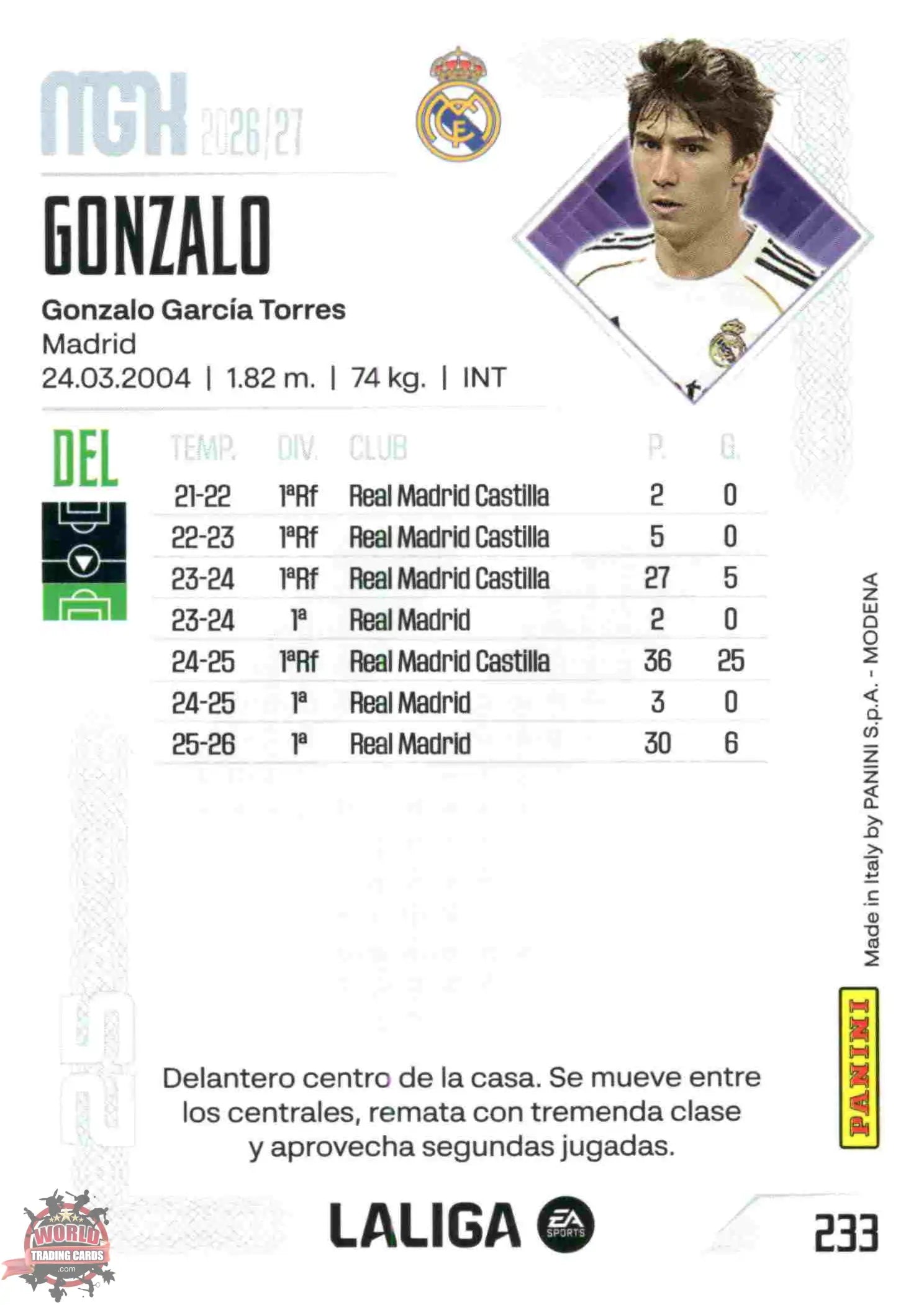 Panini | Megacracks | 2026-2027 | #233 | Gonzalo | Real Madrid | Basico