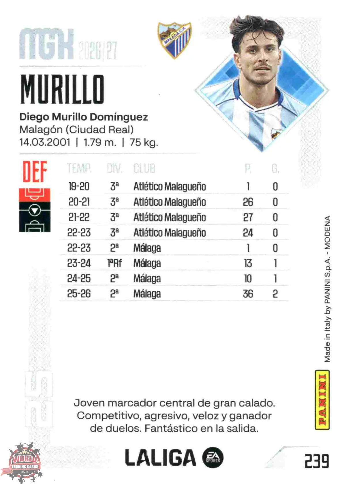 Panini | Megacracks | 2026-2027 | #239 | Murillo | Málaga CF | Basico