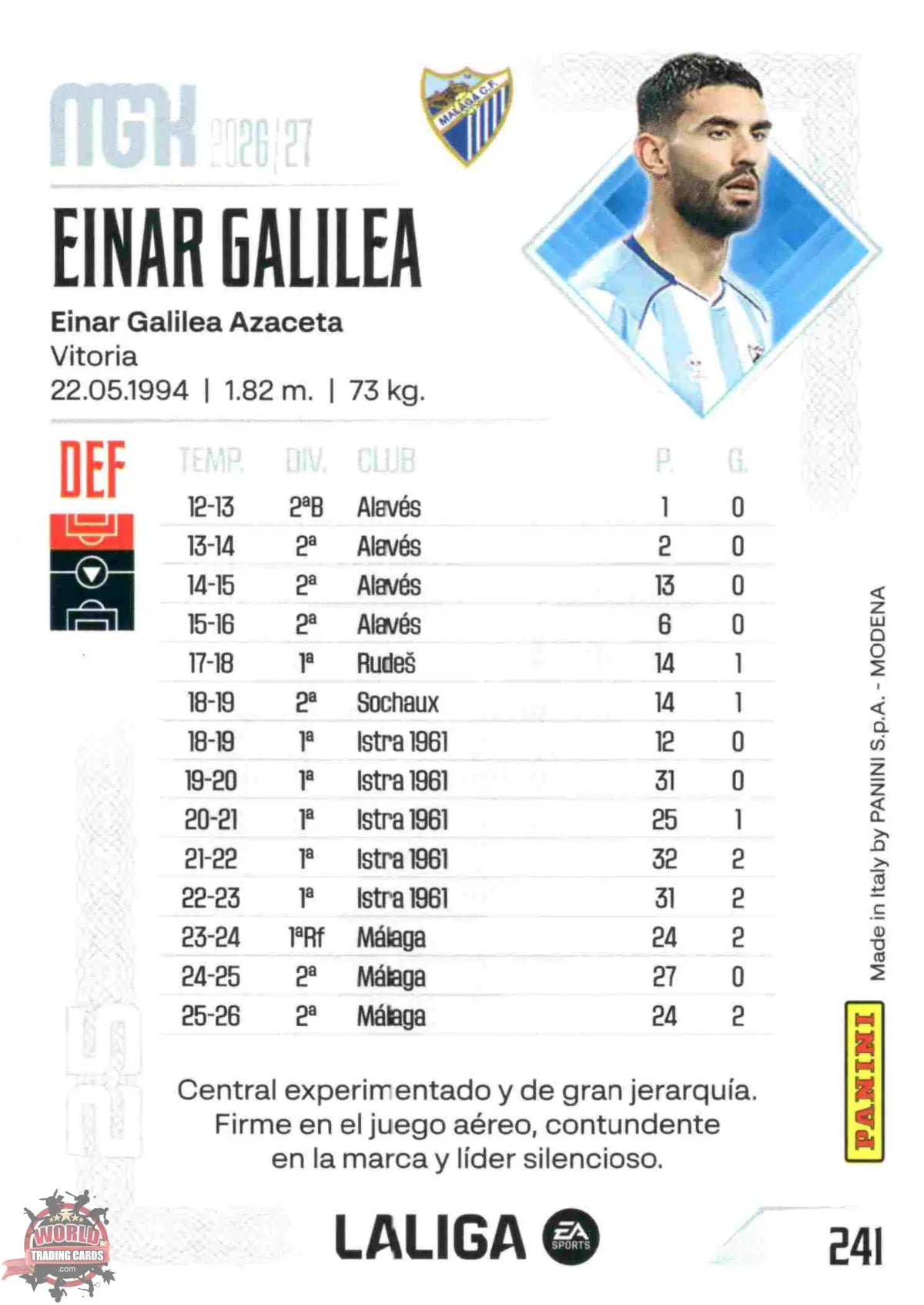 Panini | Megacracks | 2026-2027 | #241 | Einar Galilea | Málaga CF | Basico