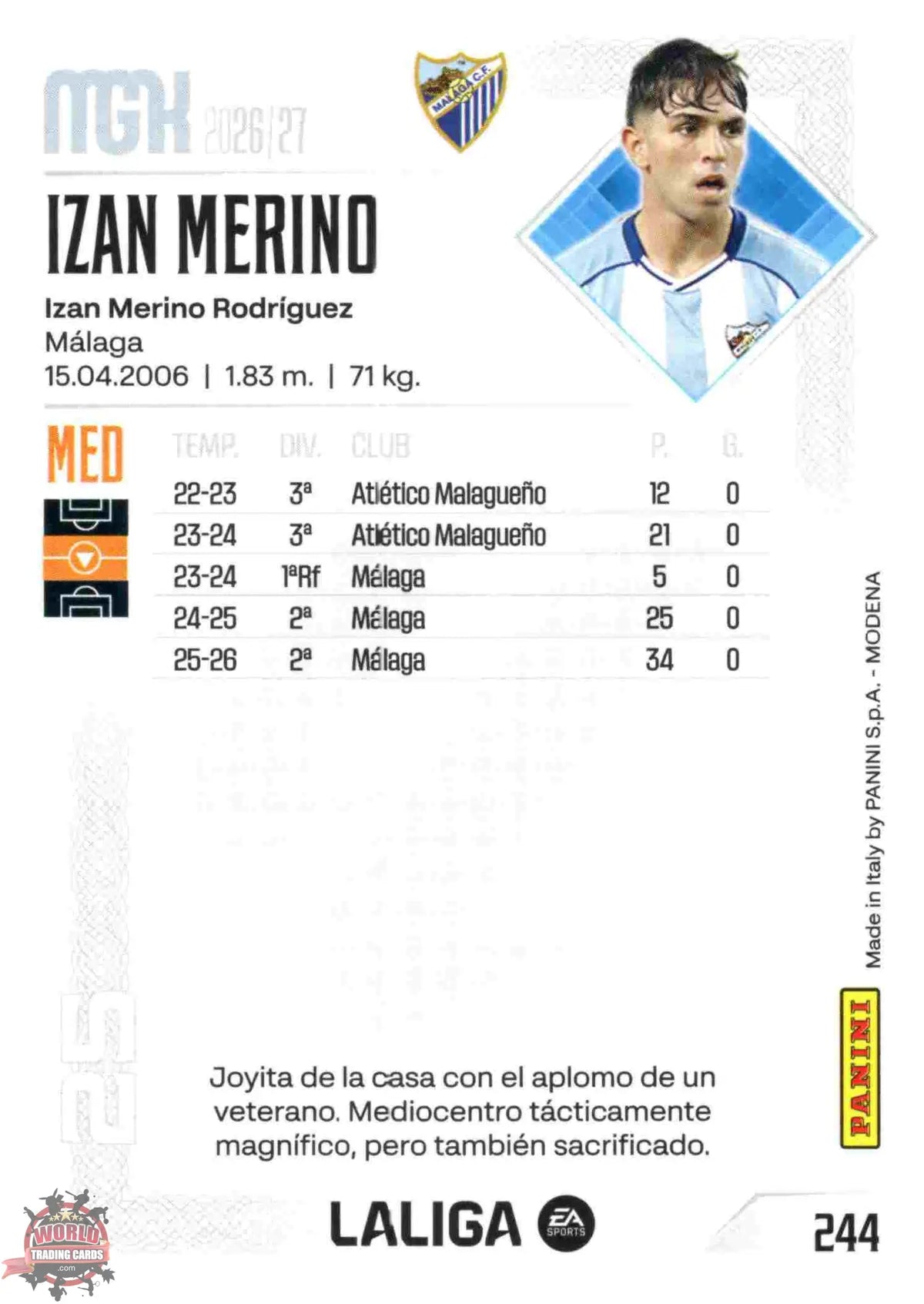 Panini | Megacracks | 2026-2027 | #244 | Izan Merino | Málaga CF | Basico