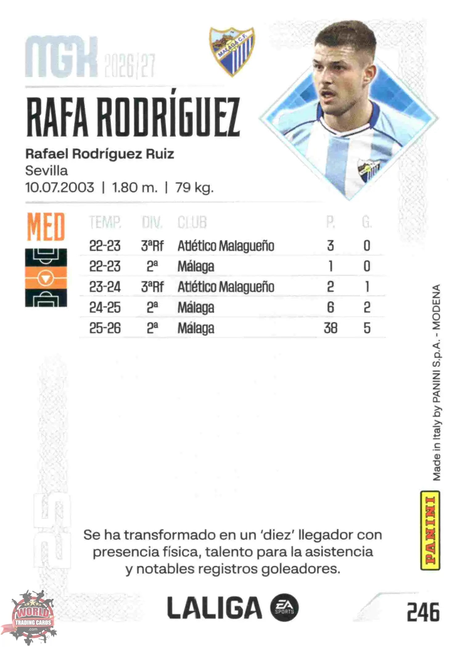 Panini | Megacracks | 2026-2027 | #246 | Rafa Rodríguez | Málaga CF | Basico