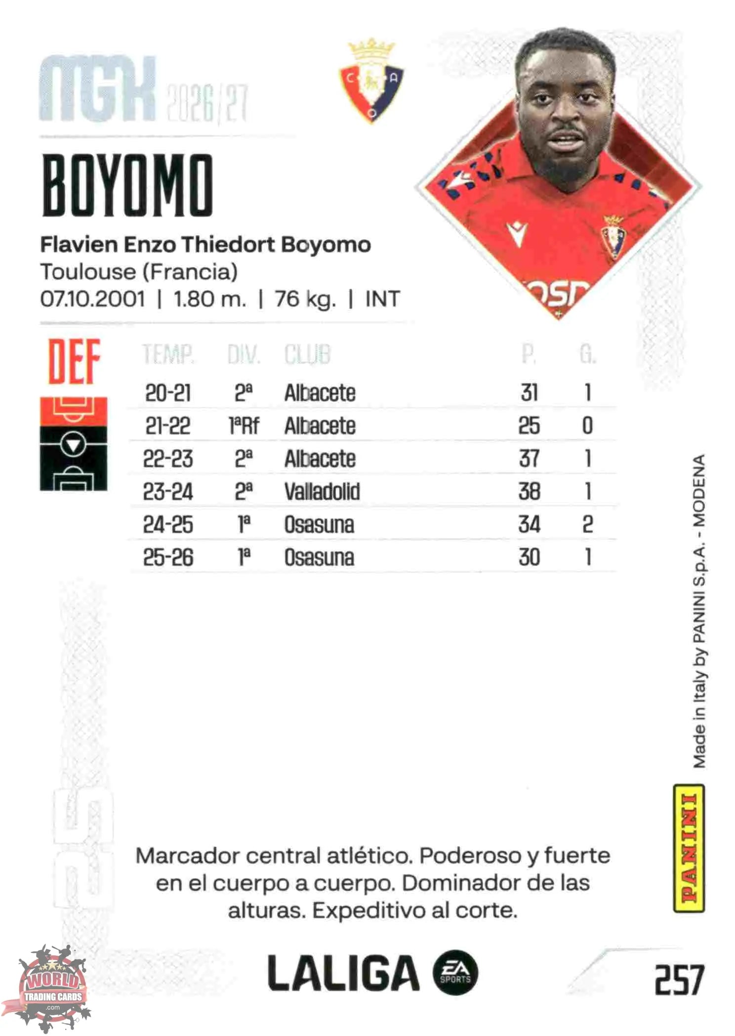 Panini | Megacracks | 2026-2027 | #257 | Boyomo | CA Osasuna | Basico