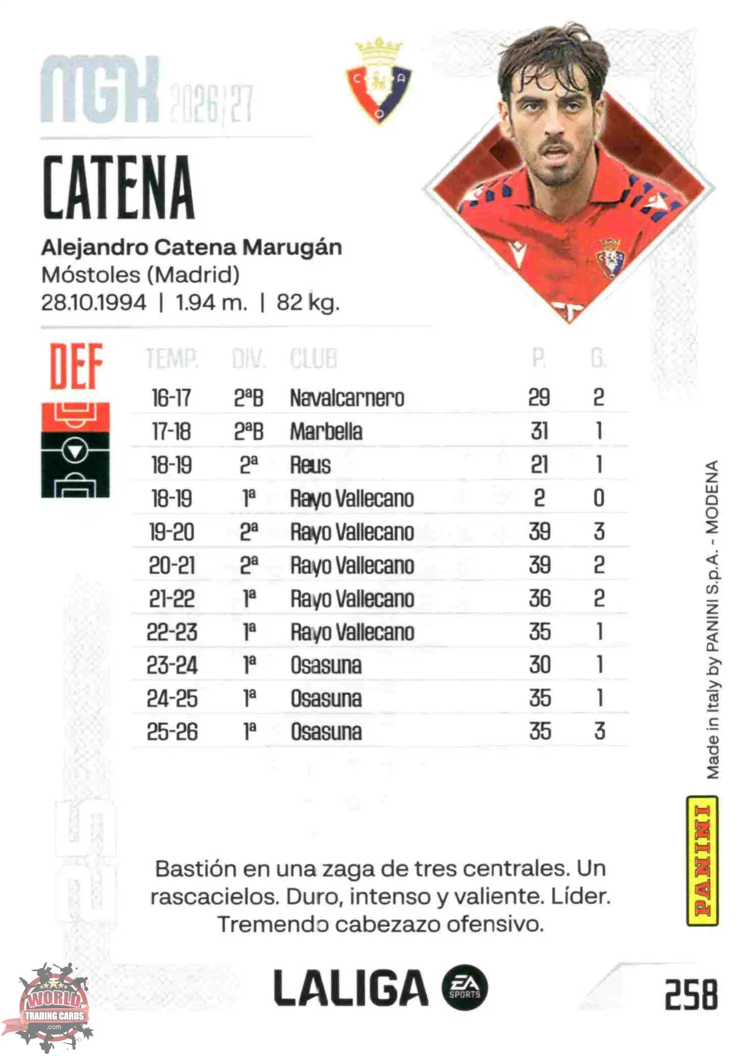 Panini | Megacracks | 2026-2027 | #258 | Catena | CA Osasuna | Basico