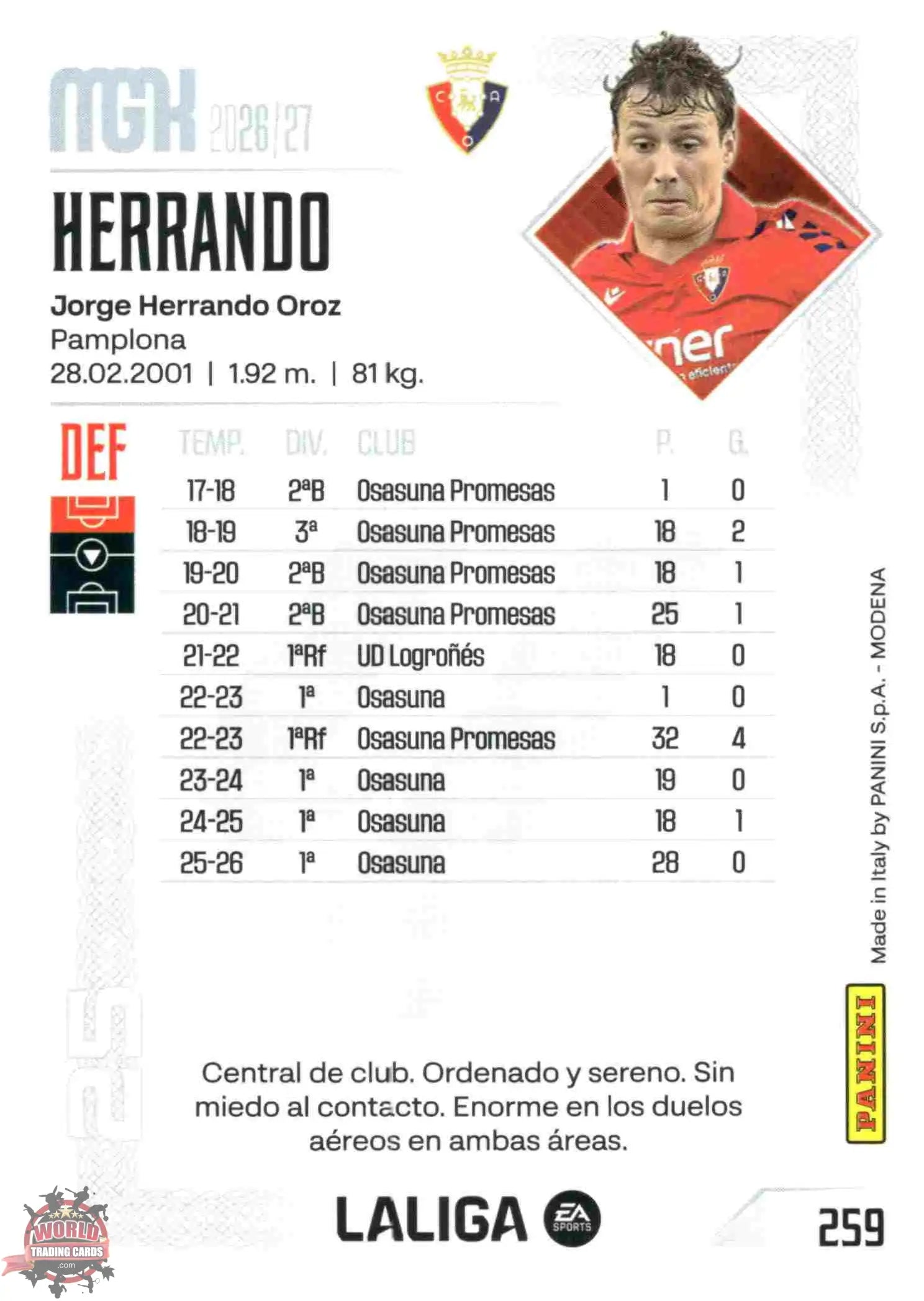 Panini | Megacracks | 2026-2027 | #259 | Herrando | CA Osasuna | Basico