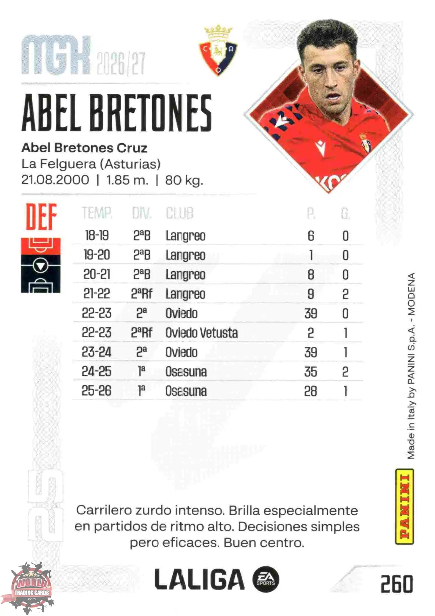 Panini | Megacracks | 2026-2027 | #260 | Abel Bretones | CA Osasuna | Basico