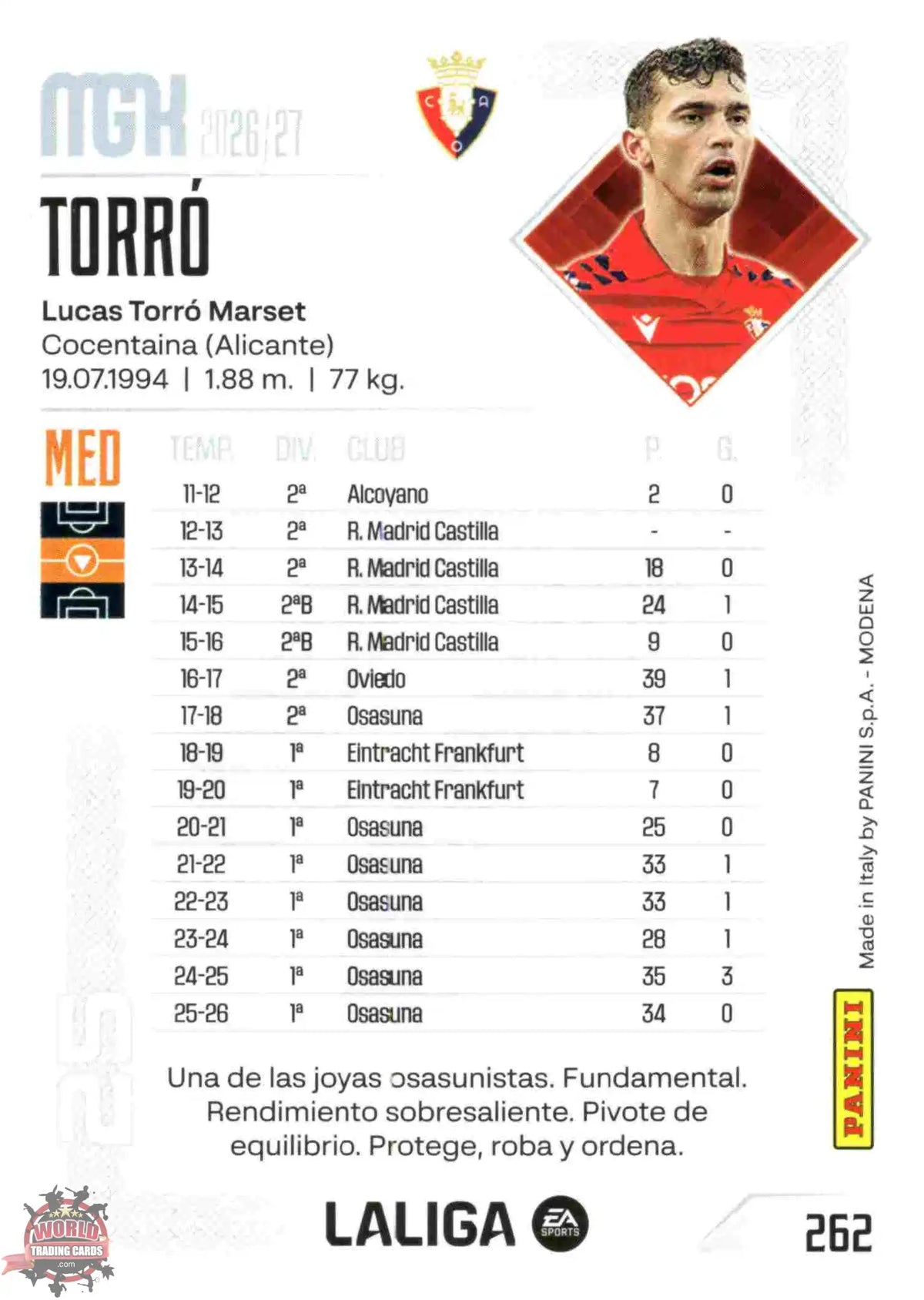 Panini | Megacracks | 2026-2027 | #262 | Torro | CA Osasuna | Basico