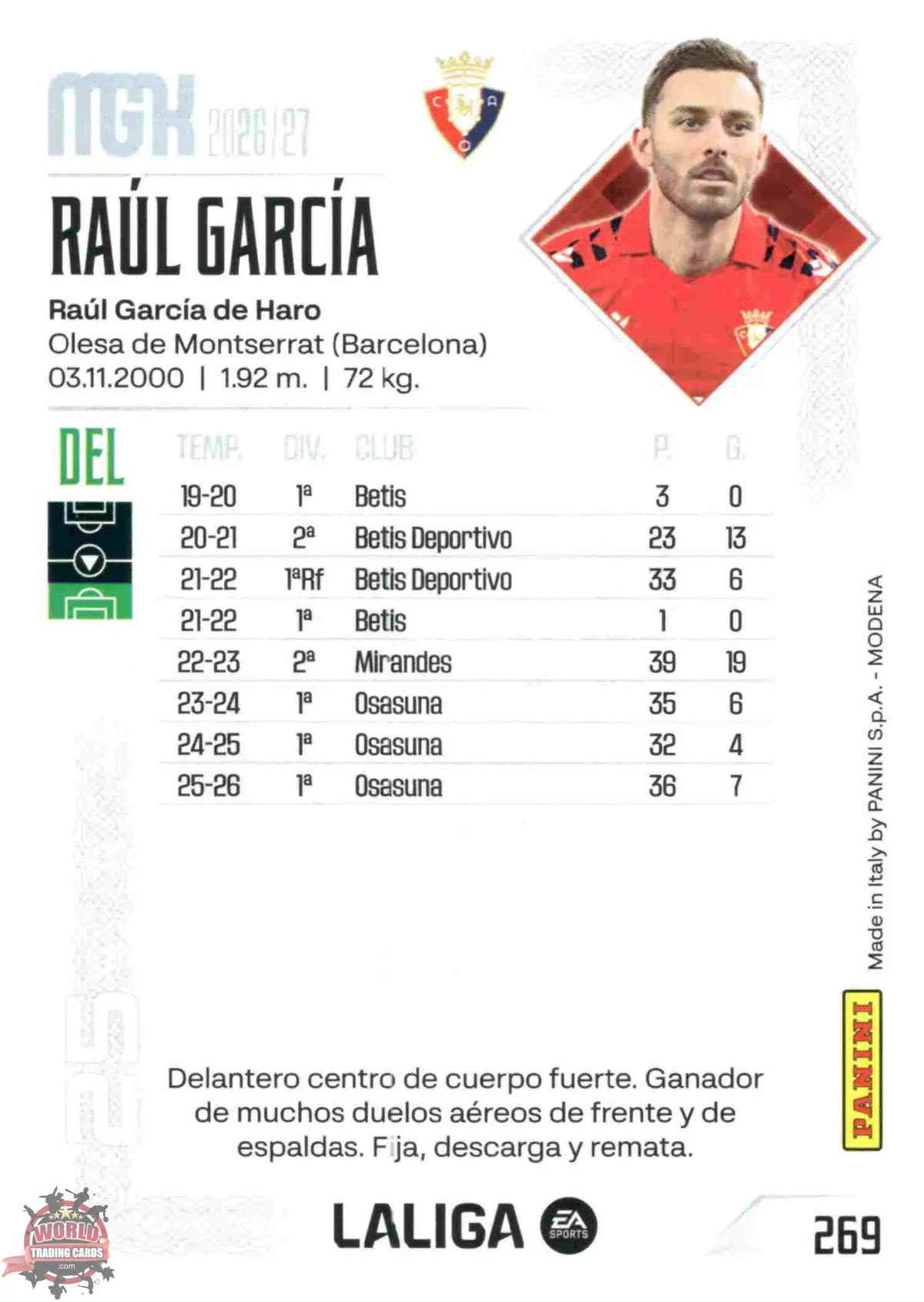 Panini | Megacracks | 2026-2027 | #269 | Raúl García | CA Osasuna | Basico