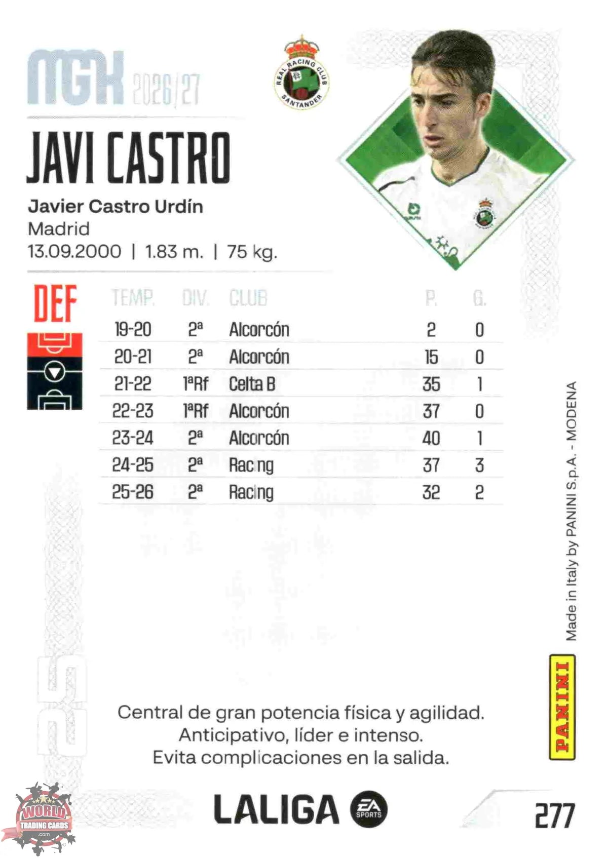 Panini | Megacracks | 2026-2027 | #277 | Javi Castro | Real Racing Club | Basico