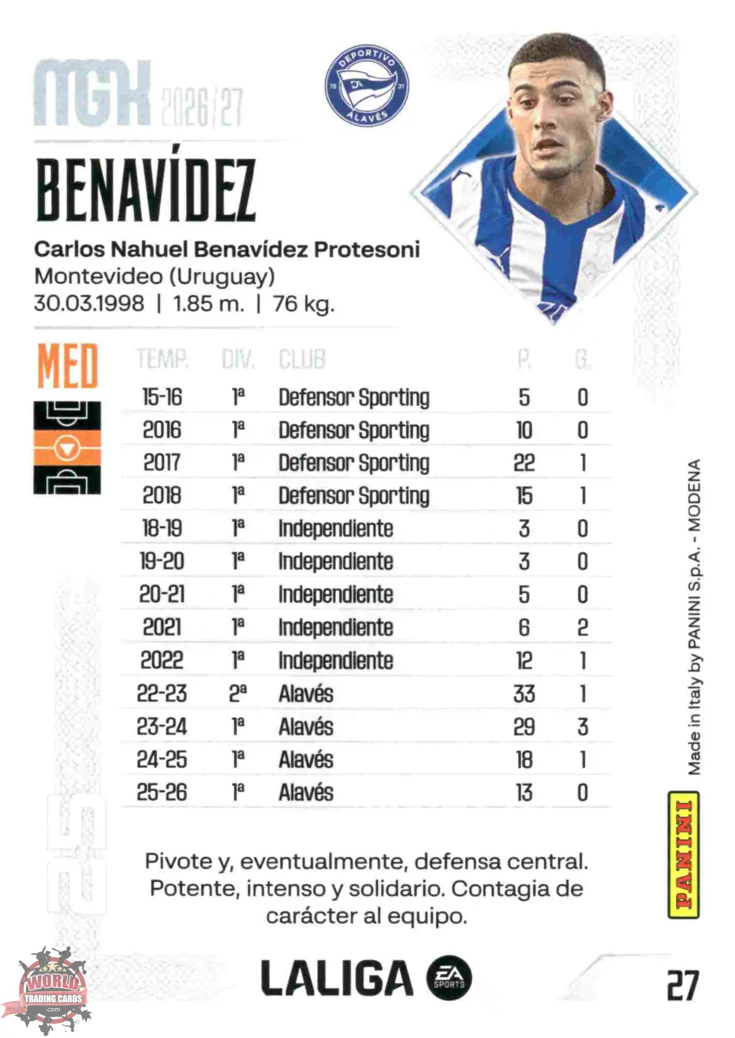 Panini | Megacracks | 2026-2027 | #027 | Benavídez | Deportivo Alavés | Basico