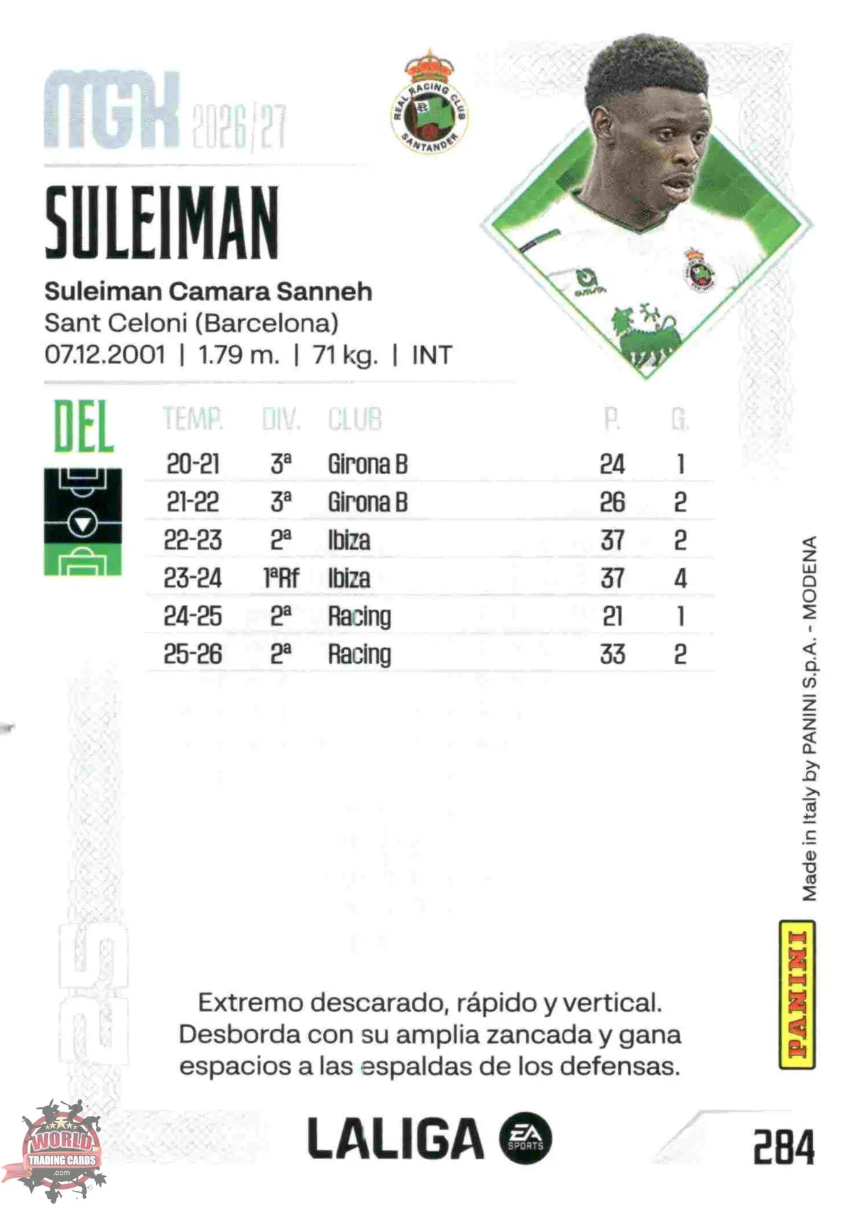Panini | Megacracks | 2026-2027 | #284 | Suleiman | Real Racing Club | Basico