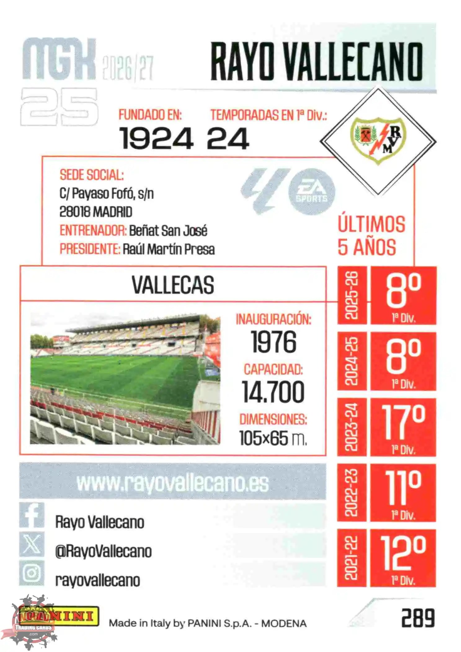 Badge - Rayo Vallecano - Panini Megacracks - 2025-2026 - #289 - Base