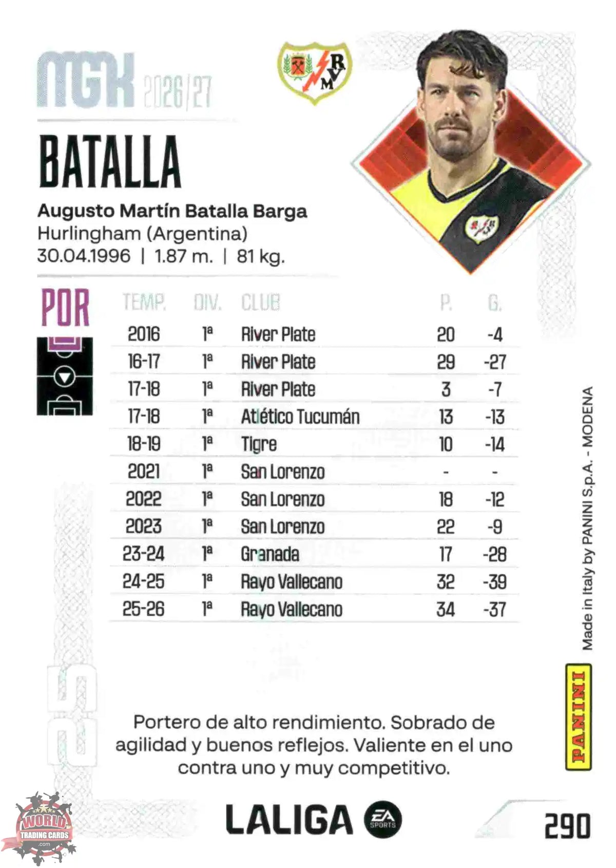Batalla - Rayo Vallecano - Panini Megacracks - 2025-2026 - #290 - Basic
