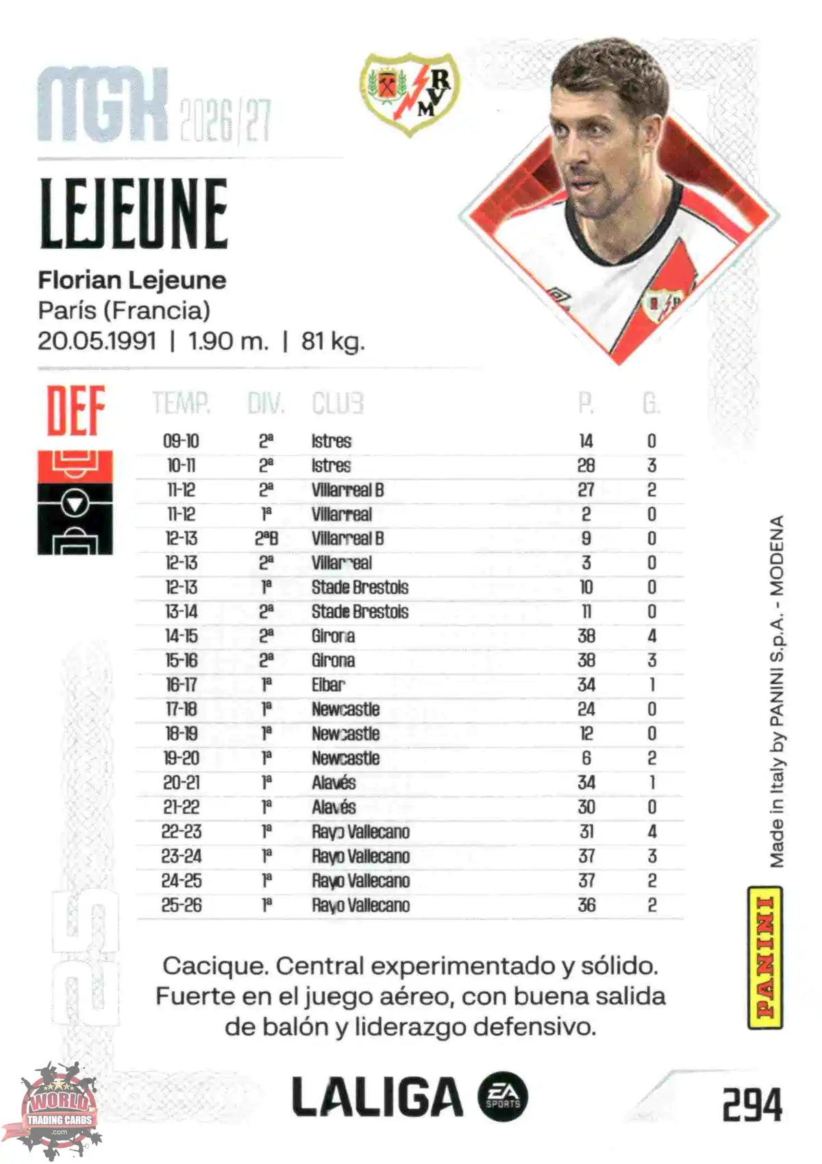 Lejeune - Rayo Vallecano - Panini Megacracks - 2025-2026 - #294 - Basic