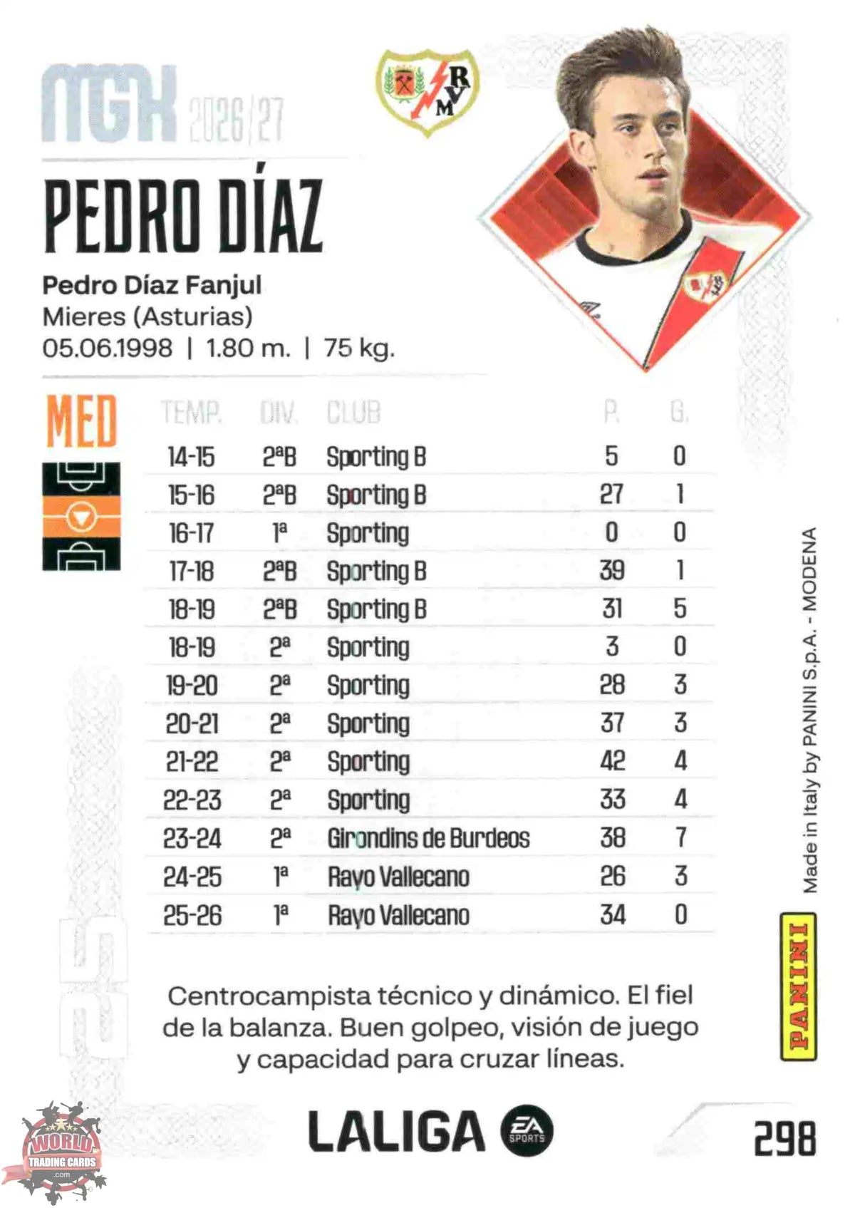 Pedro Díaz - Rayo Vallecano - Panini Megacracks - 2025-2026 - #298 - Basic