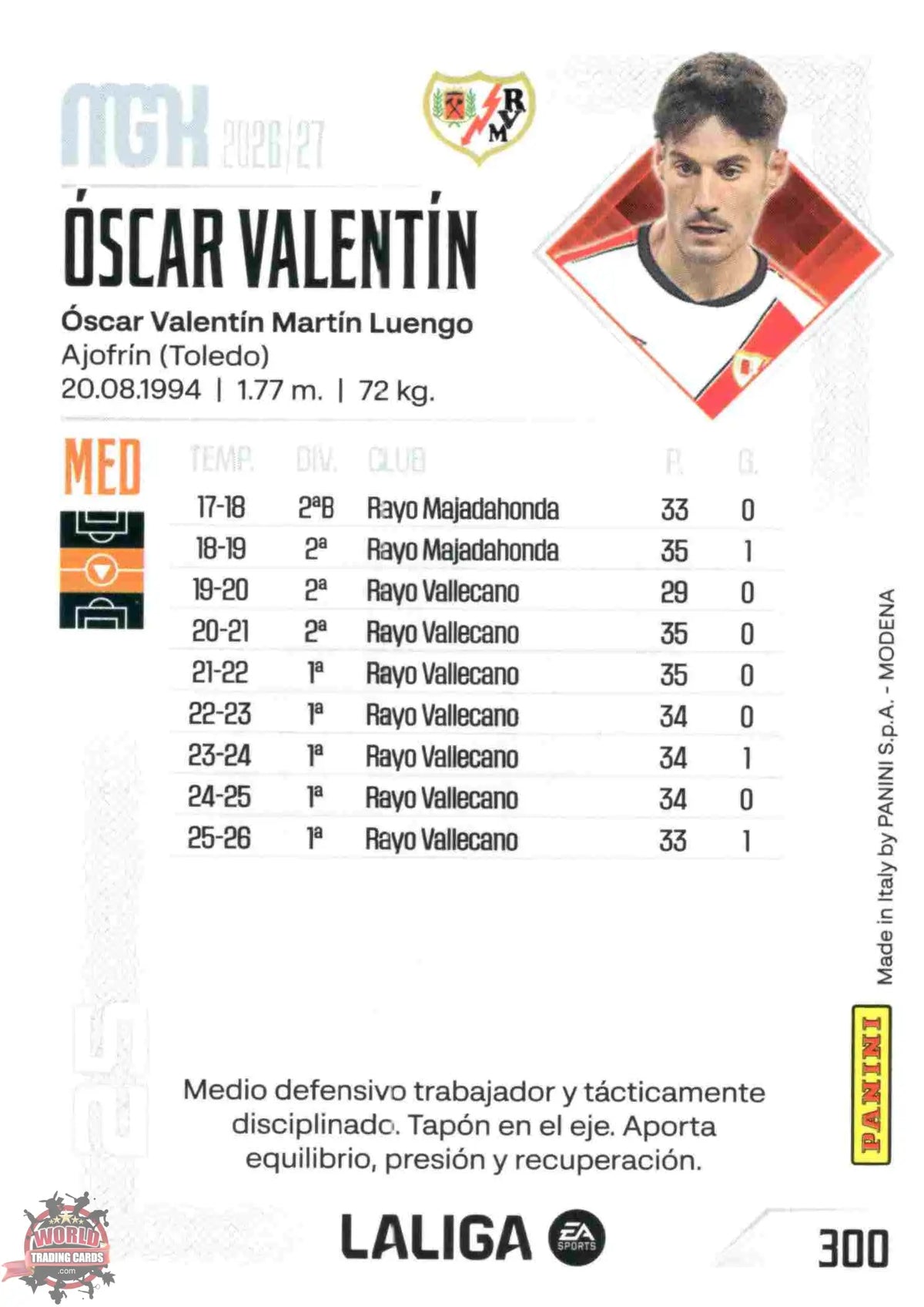Panini | Megacracks | 2026-2027 | #300 | Óscar Valentín | Rayo Vallecano | Basico